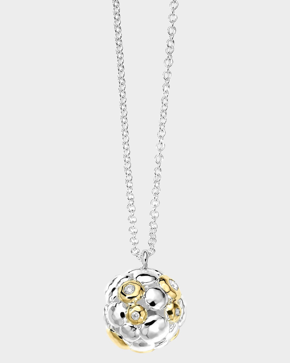 Ippolita Chimera Sterling Silver, 18K Yellow Gold, & Diamond Large Cluster Pendant Necklace