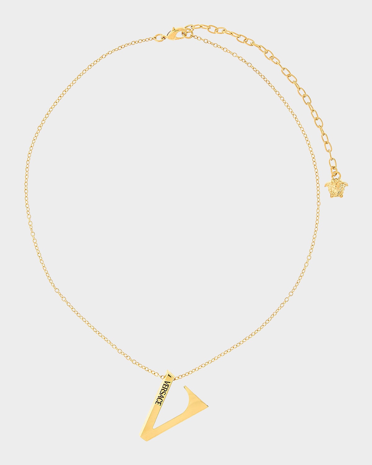 Versace V Goldtone Pendant Necklace