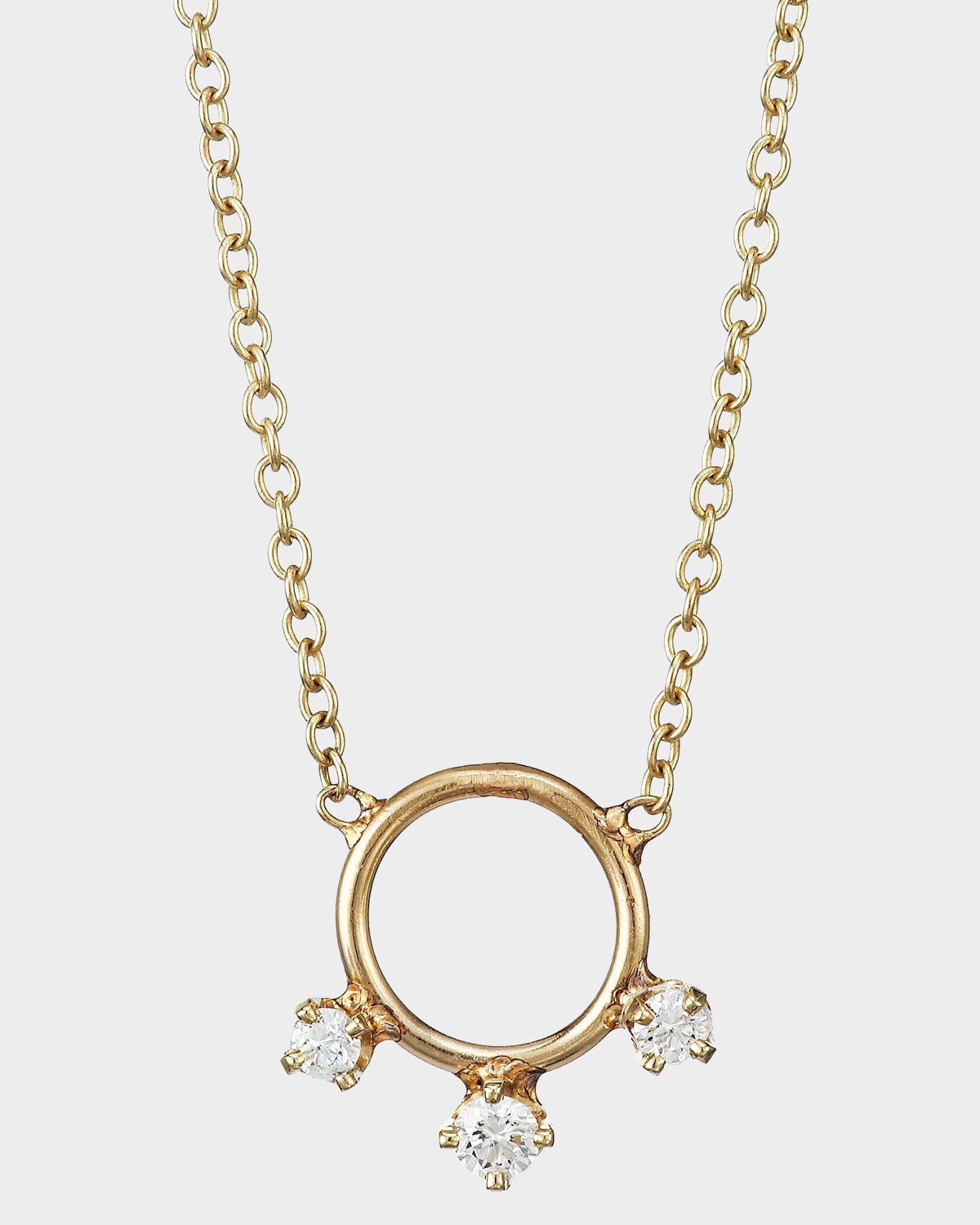 Zoe Chicco 14K Yellow Gold 3 Diamond Circular Pendant Necklace