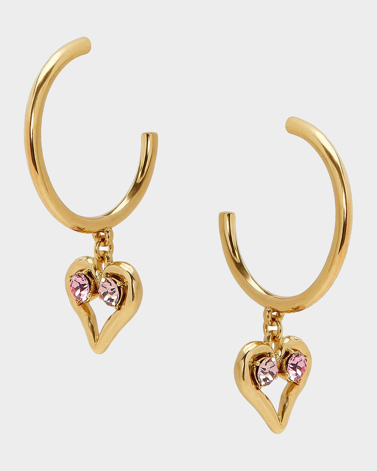 Oscar de la Renta 14K-Gold-Plated & Glass Crystal Heart Drop Earrings