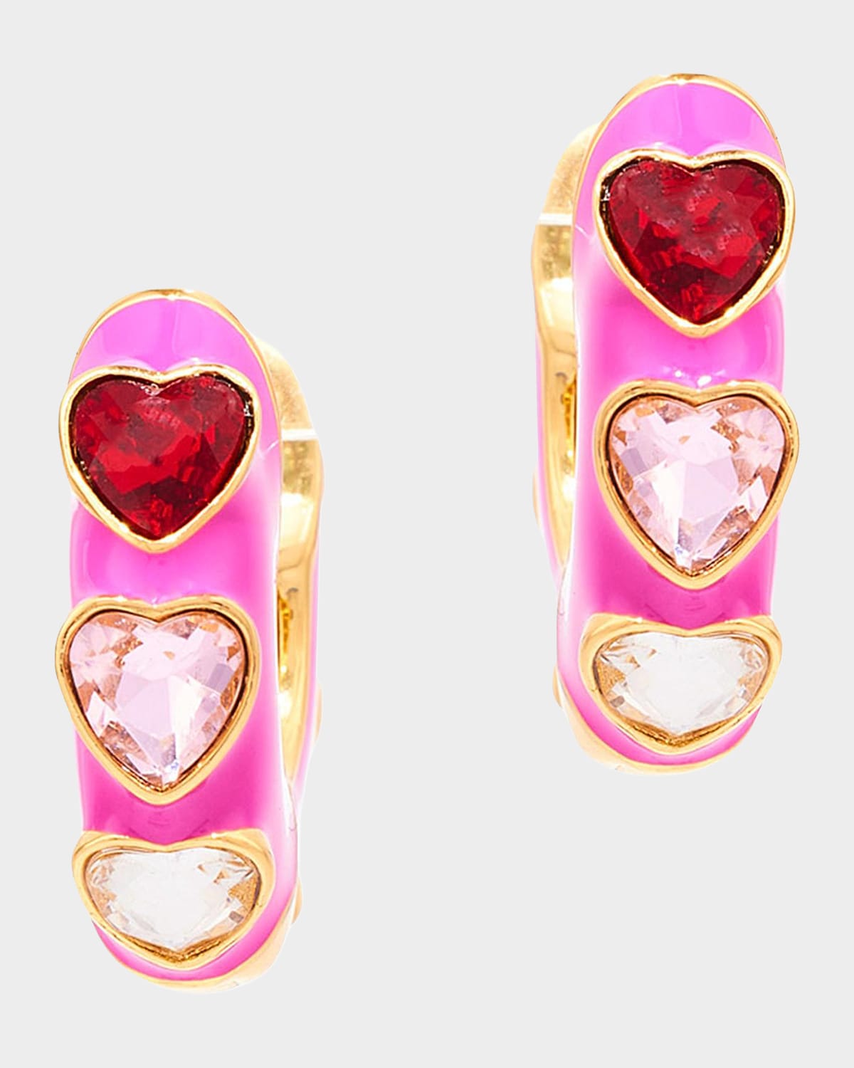 Mignonne Gavigan Freyja 14K-Gold-Plated, Enamel & Glass Crystal Heart Hoop Earrings
