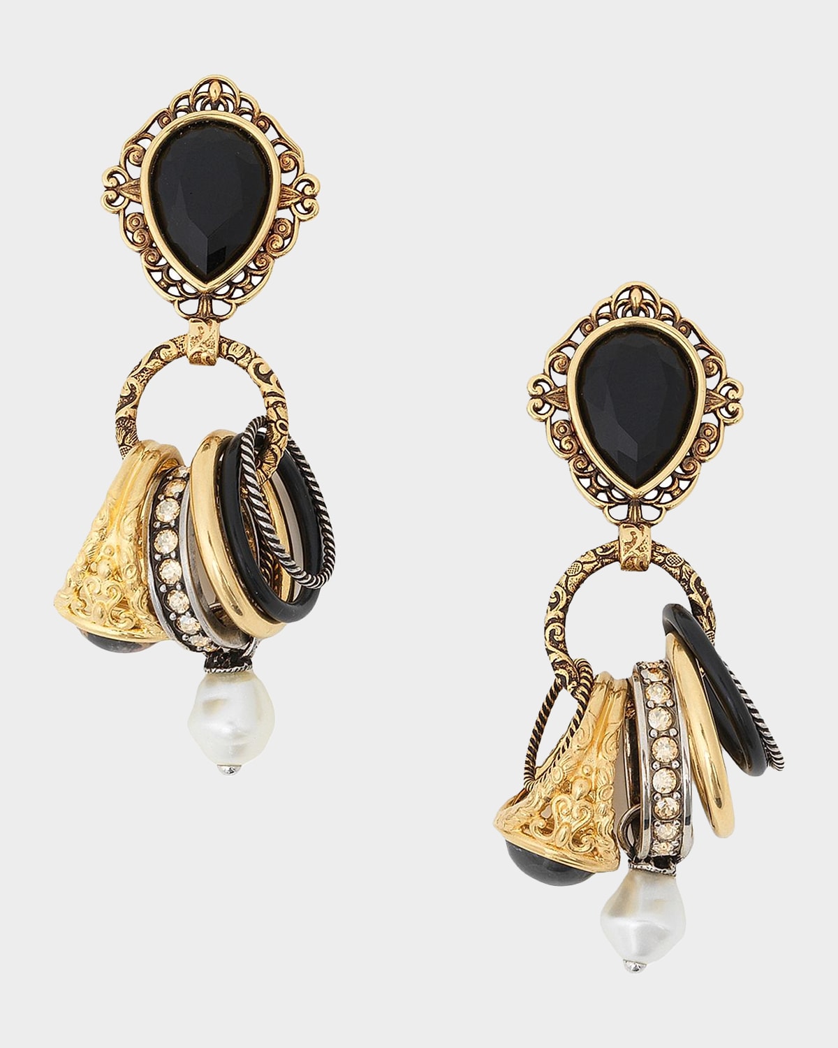 Chloe Goldtone, Imitation Pearl, Resin & Crystal Drop Earrings