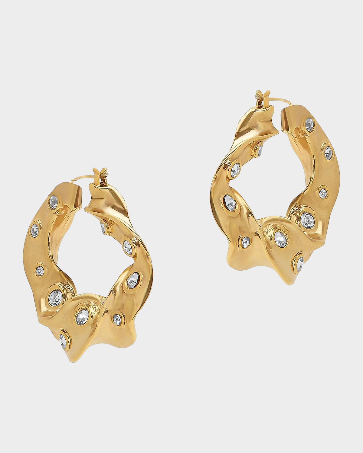 Oscar de la Renta Goldtone & Glass Crystal Hoop Earrings