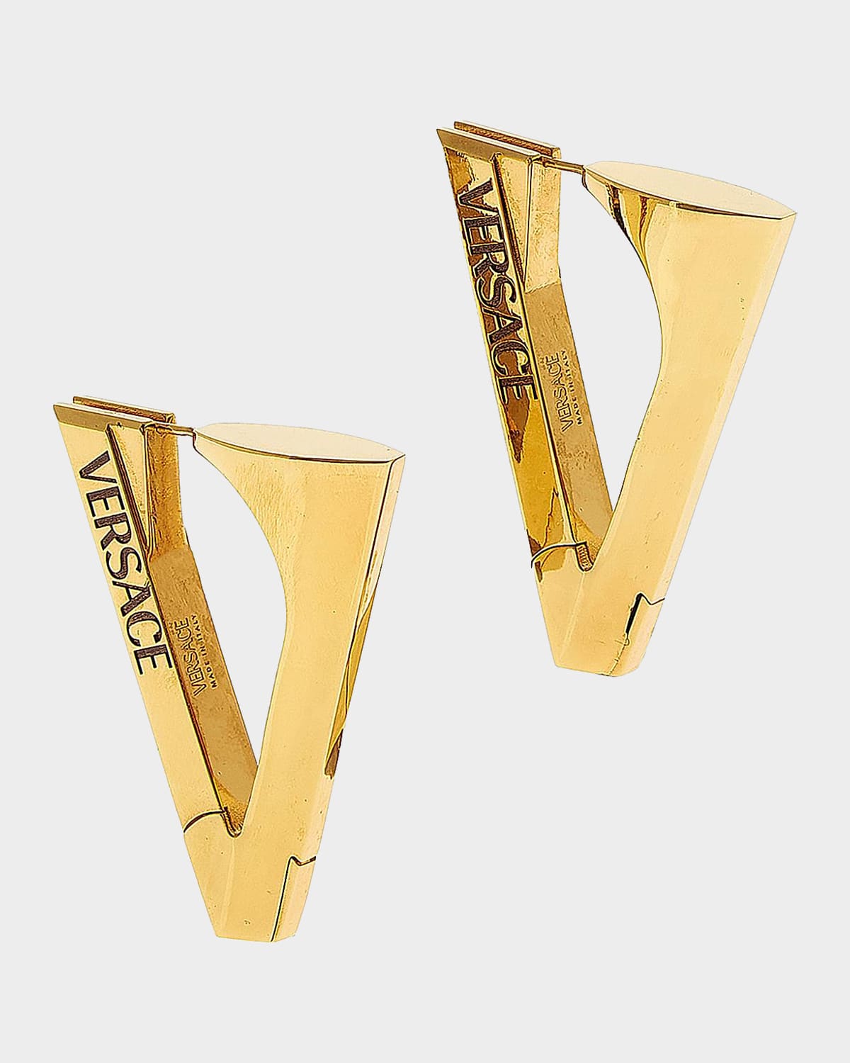 Versace V Goldtone Hoop Earrings