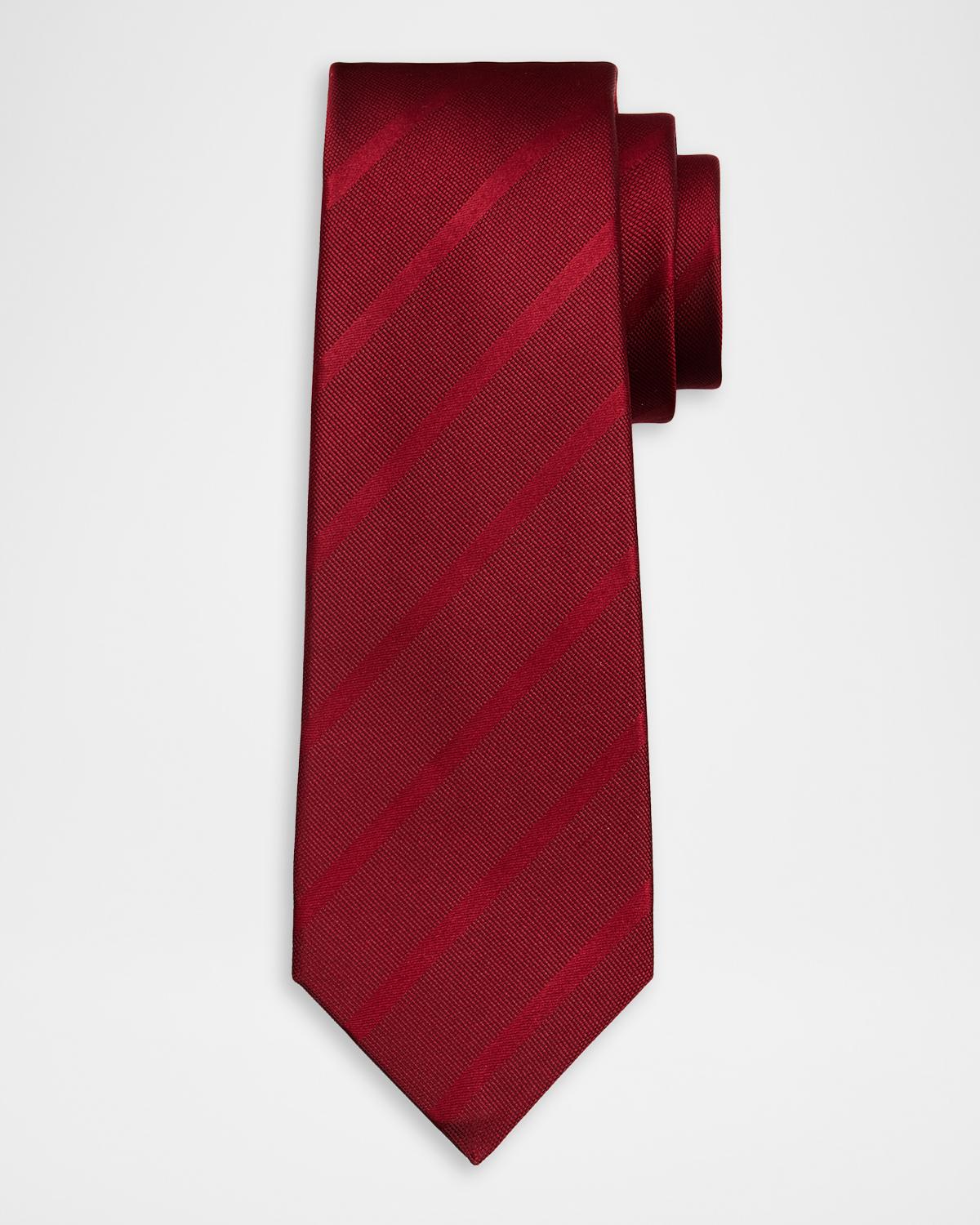Kiton Men's Tonal Stripe Jacquard Silk 7-Fold Tie