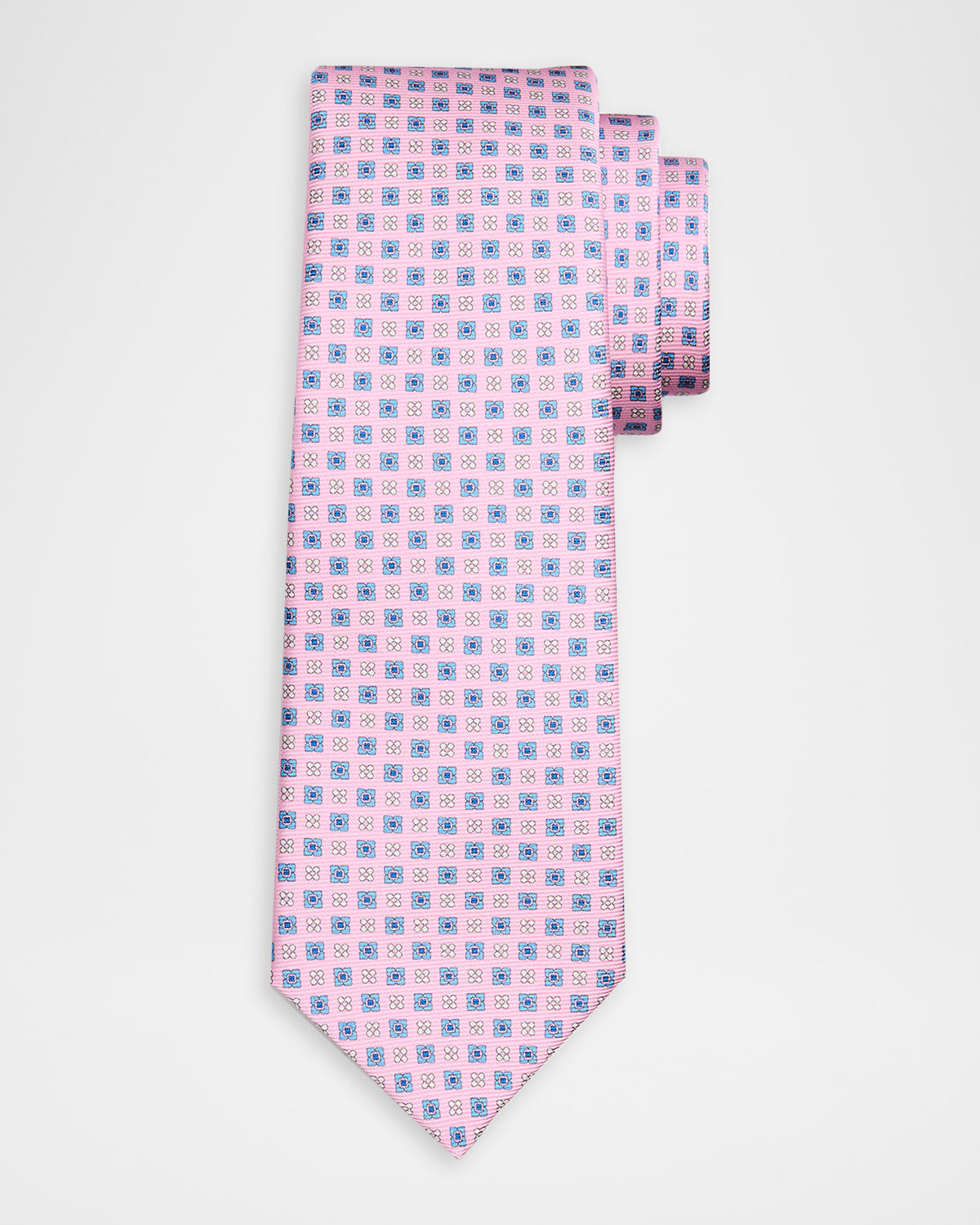 Kiton Men 's Geometric Floral Silk 7-Fold Tie