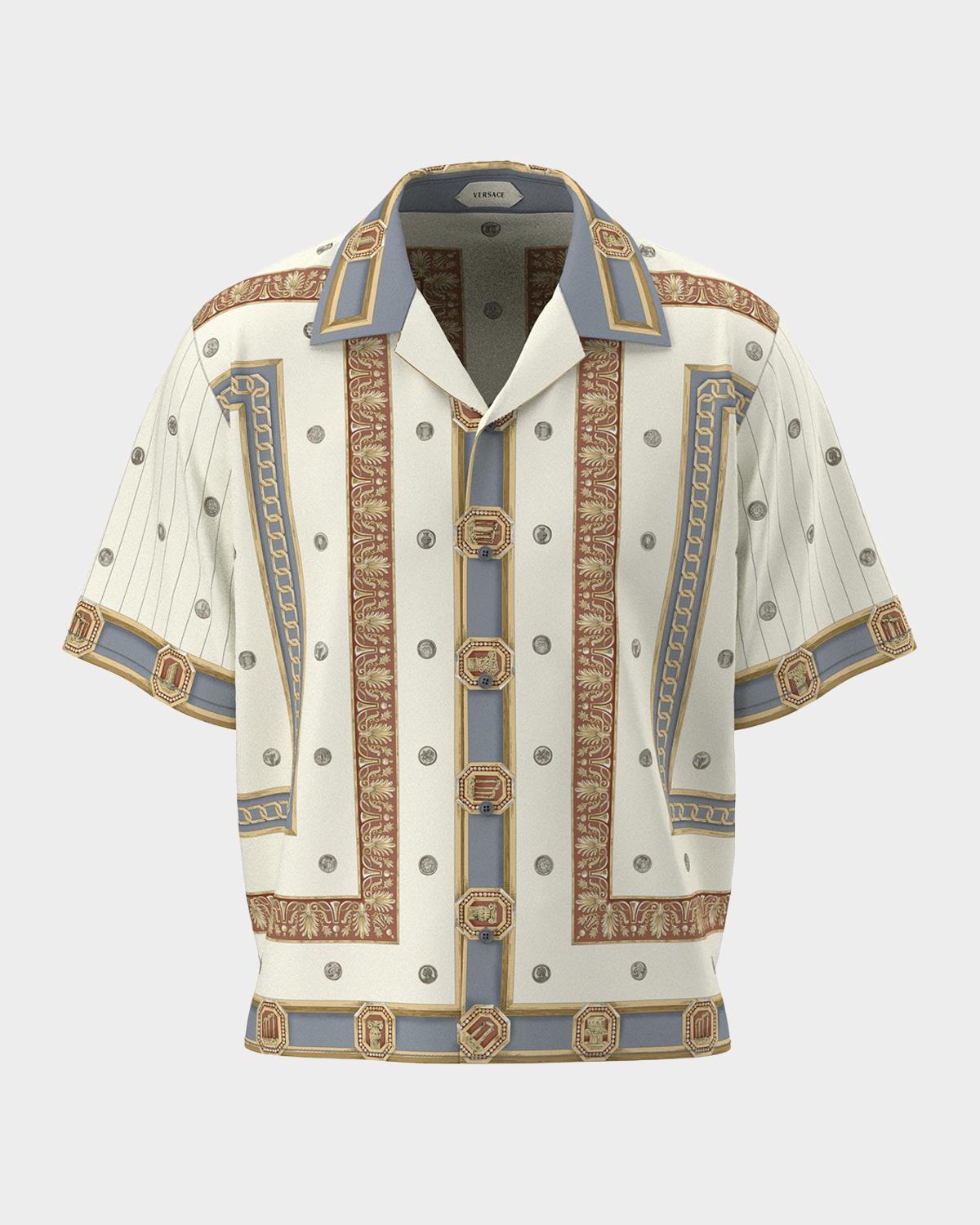Versace Men's The Ringmaster Silk Twill Short-Sleeve Shirt