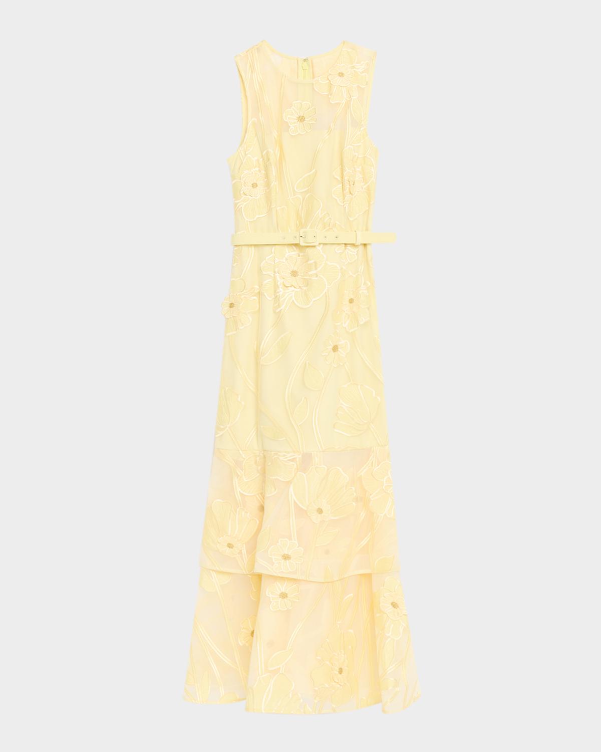 Milly Anna Grand Fleur Floral-Embroidered Maxi Dress
