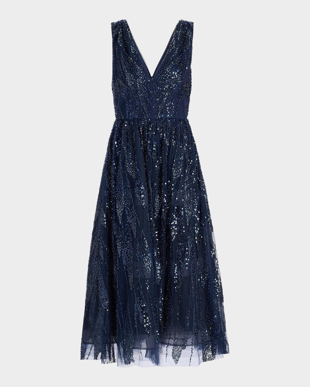 Milly Tinsley Embroidered V-Neck Dress