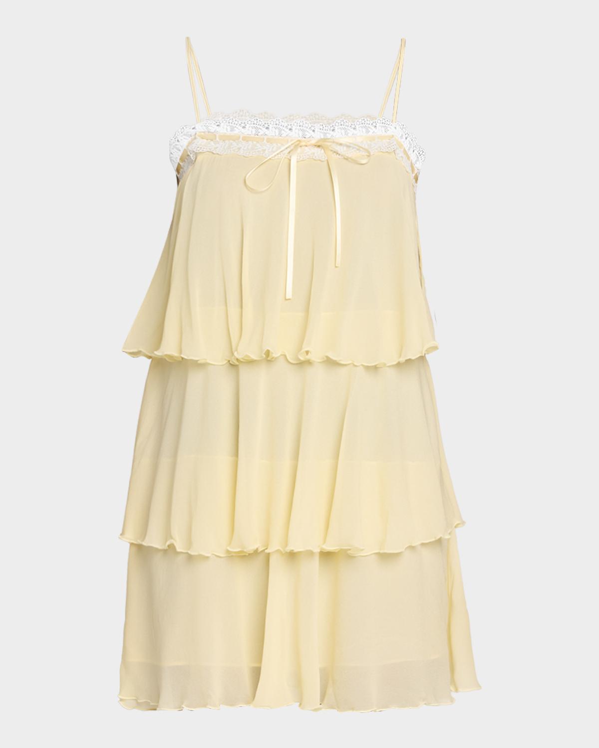 LoveShackFancy Cedra Tiered Ruffle Mini Dress