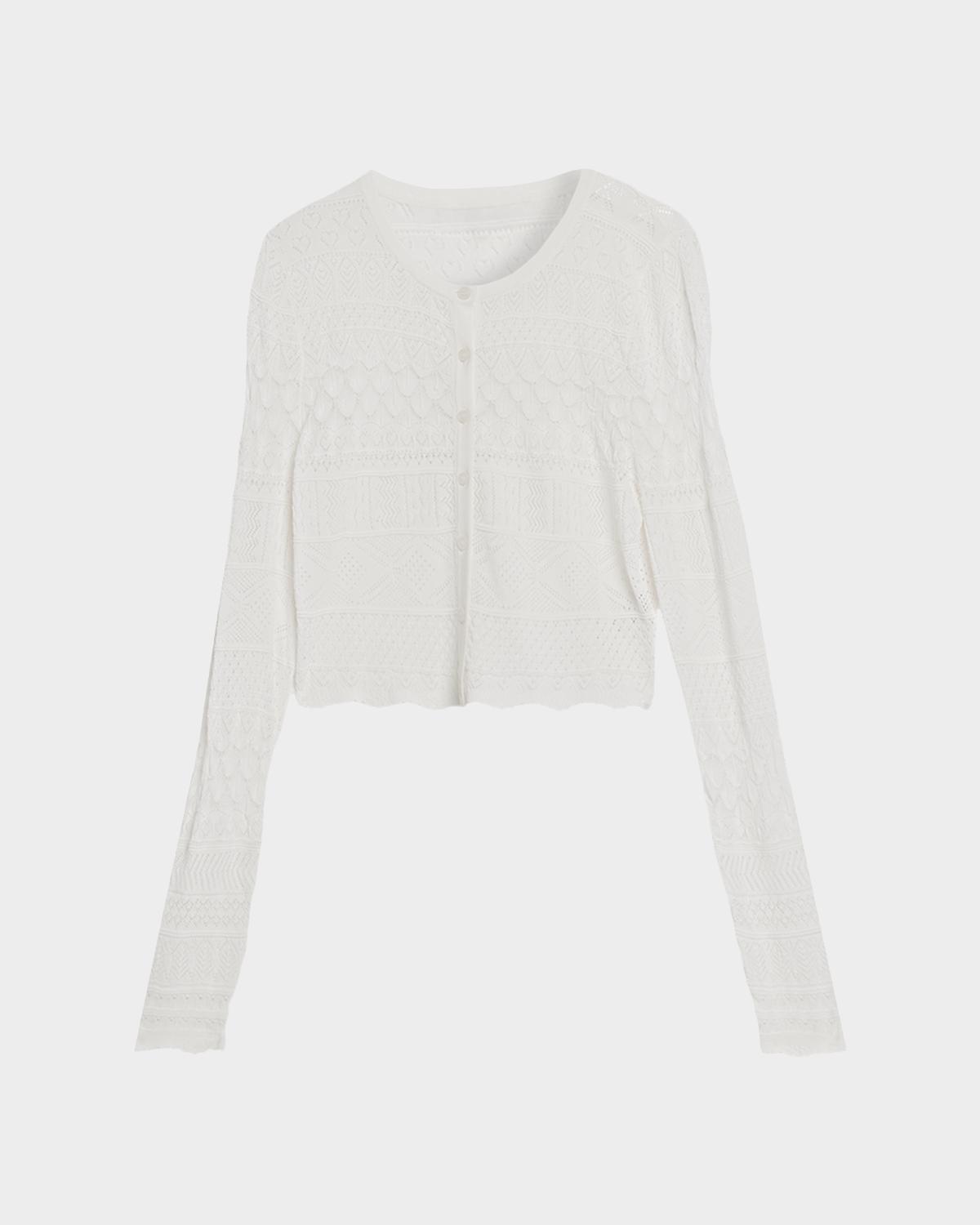 LoveShackFancy Brigette Pointelle Knit Cardigan