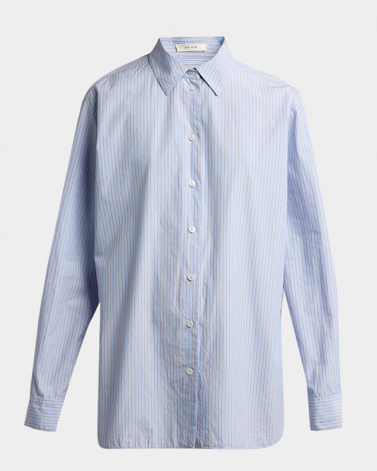 The Row Sisilia Striped Cotton Poplin Button-Front Shirt