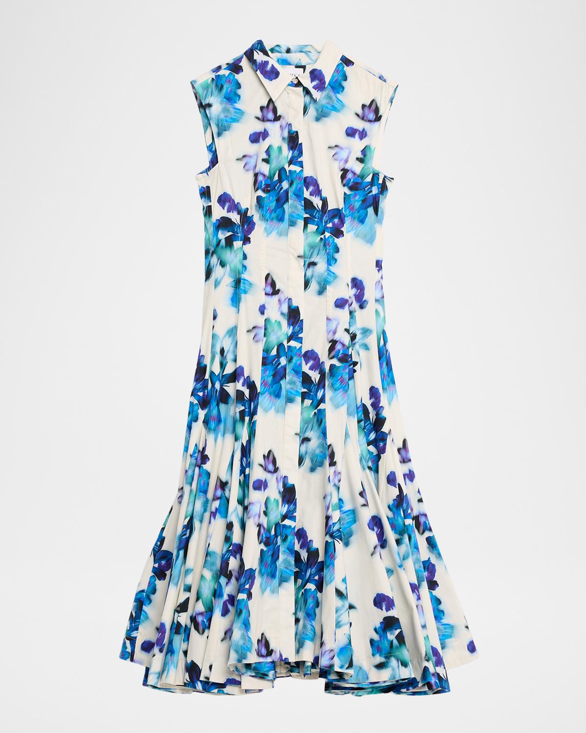 MISA Los Angeles Charlotte Blurred Bouquet Stretch Cotton Shirtdress