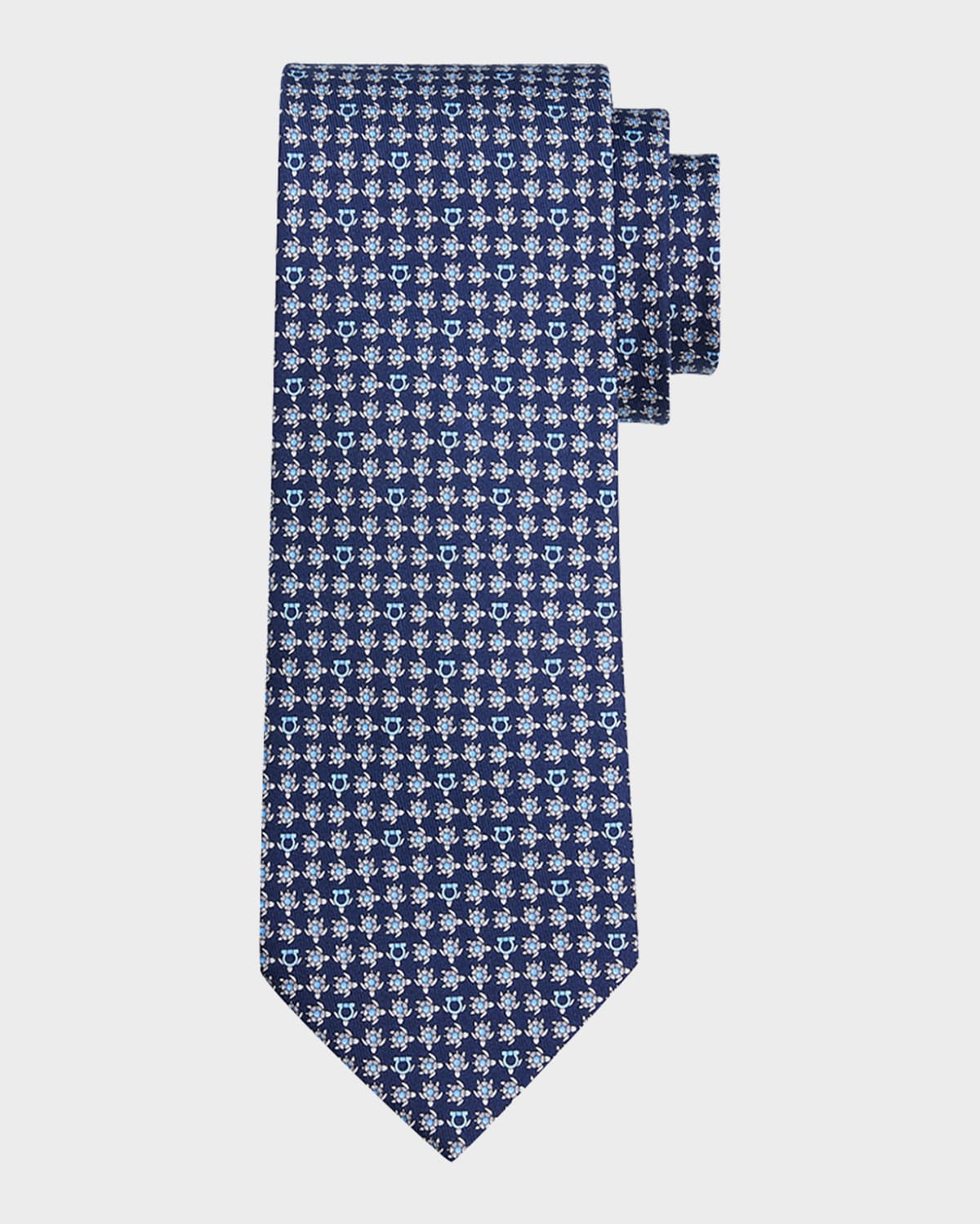 Ferragamo Men 's Micro-Gancio and Turtle Silk Tie | Thumbnail 4