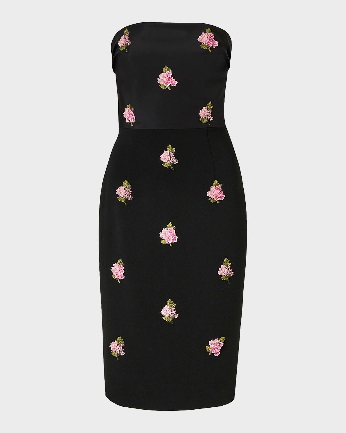 Carolina Herrera Strapless Floral Embroidered Sheath Dress