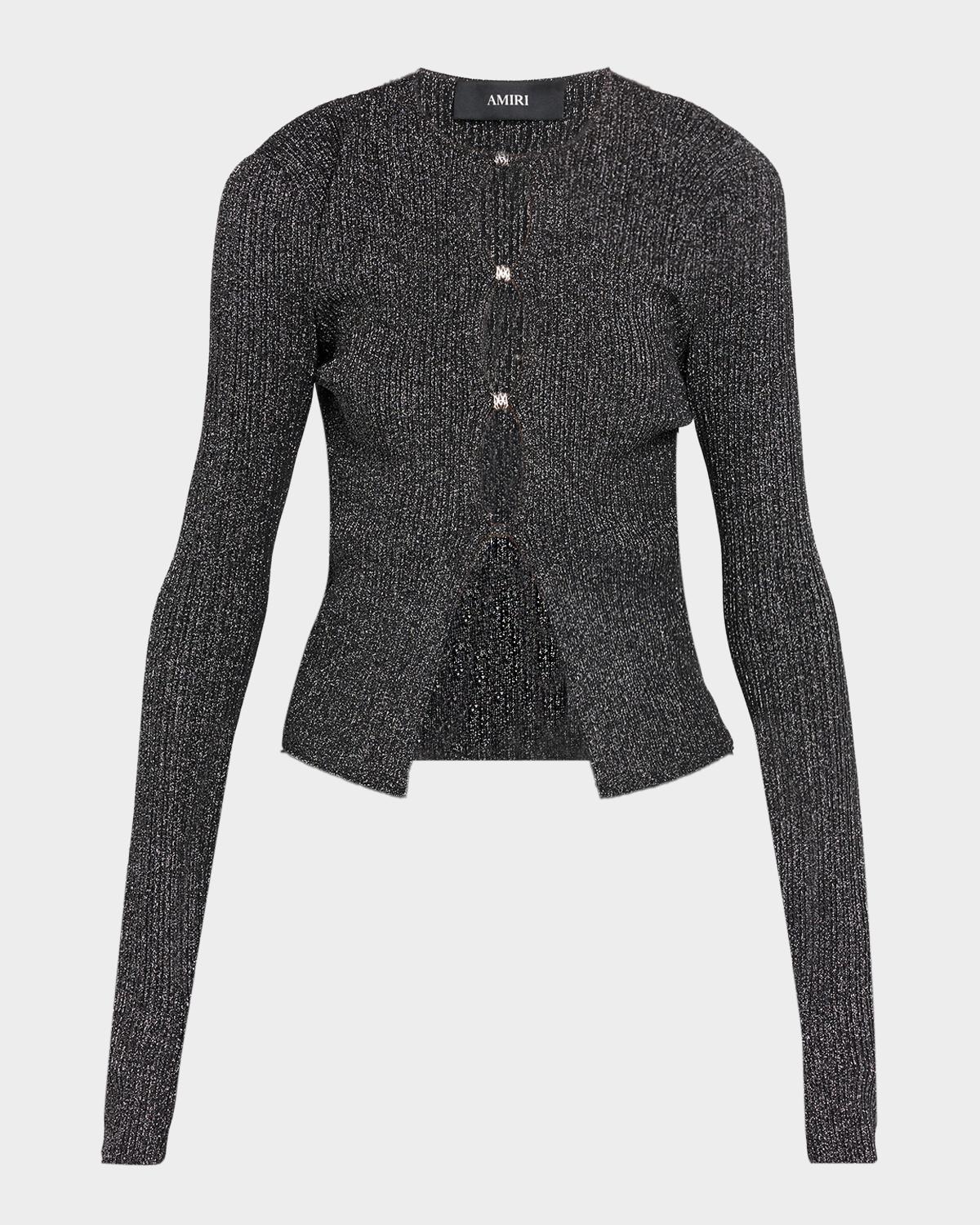 Amiri Metallic Rib Keyhole Cardigan