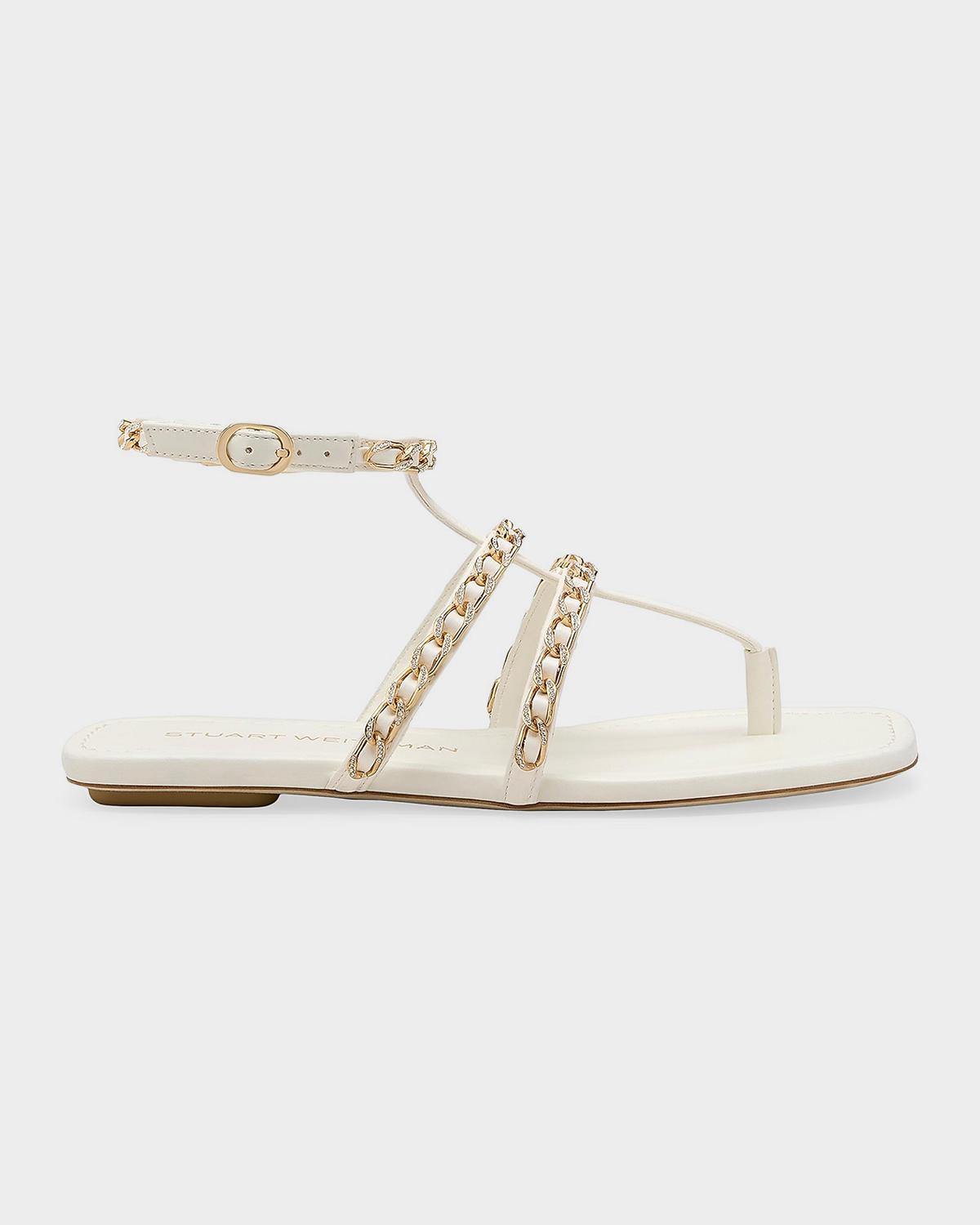 Stuart Weitzman Soluxe Crystal Leather Caged Sandals