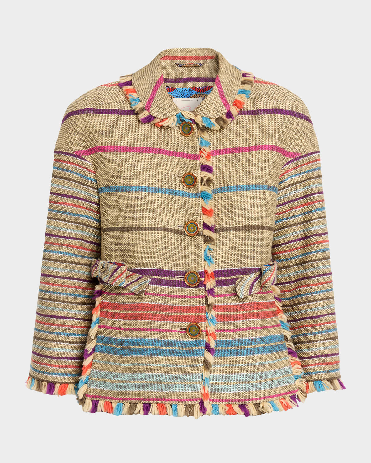 Maison Common Degrade Striped Tweed Single-breasted Jacket