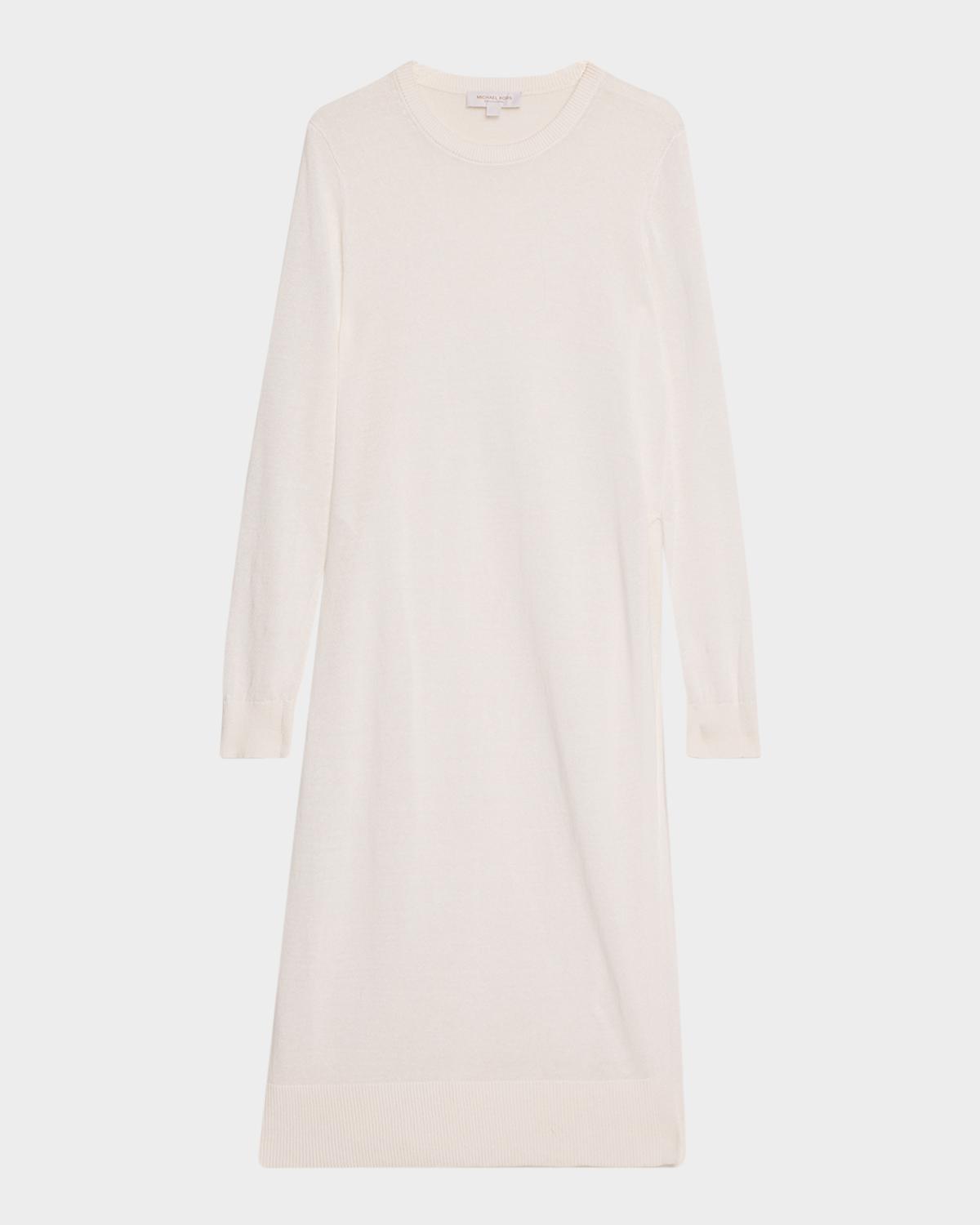 Michael Kors Collection Linen Cotton Crewneck Sweater Dress