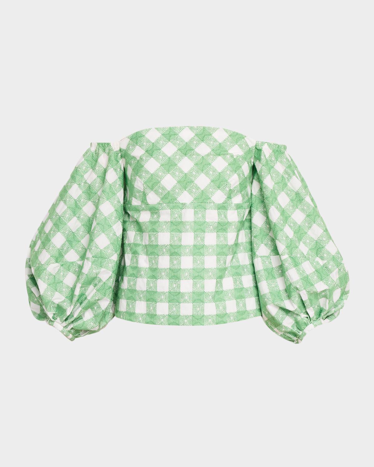 Rosie Assoulin Balloon-Sleeve Empire Off-The-Shoulder Top
