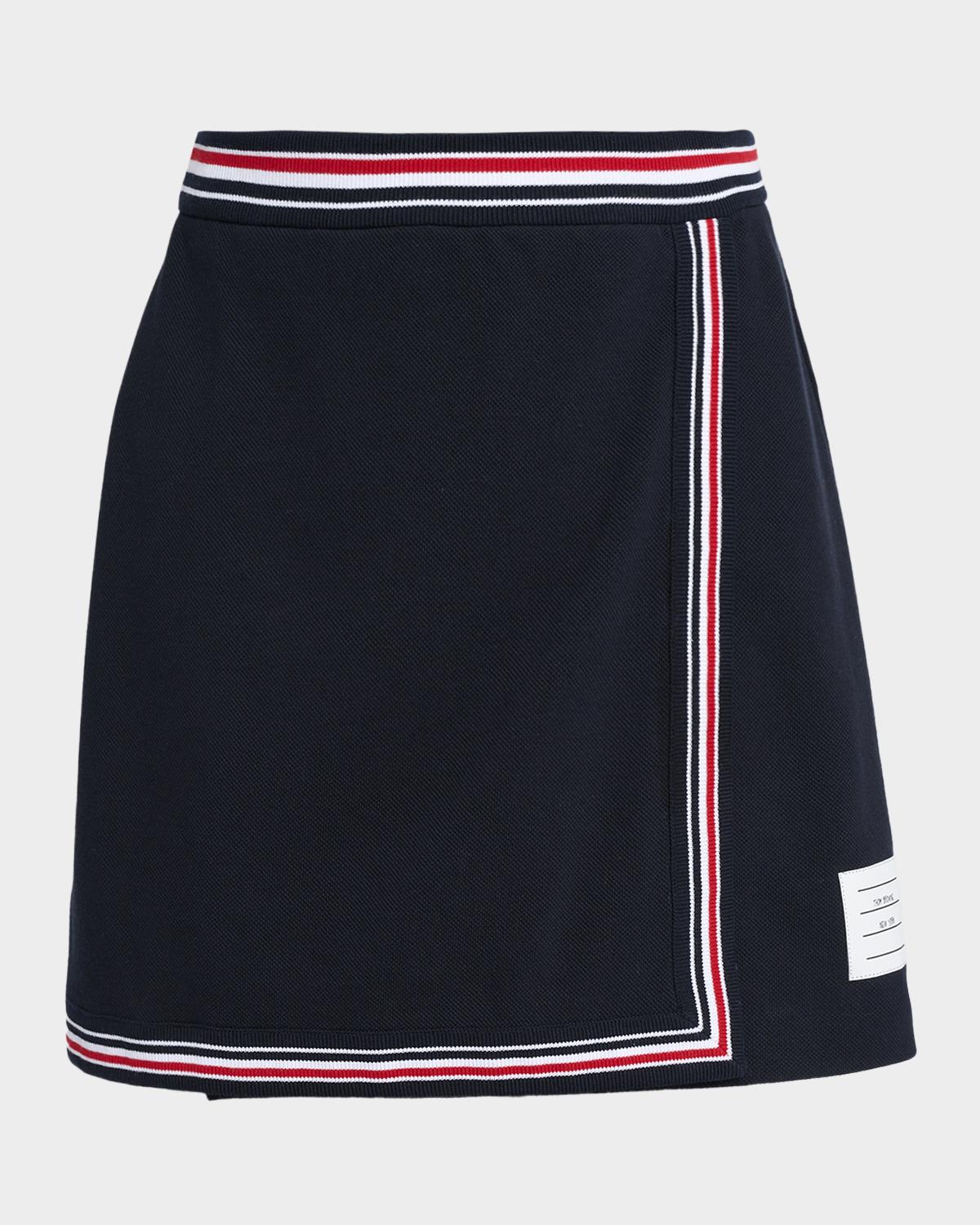 Thom Browne Striped Cotton Pique Mini Wrap Skirt