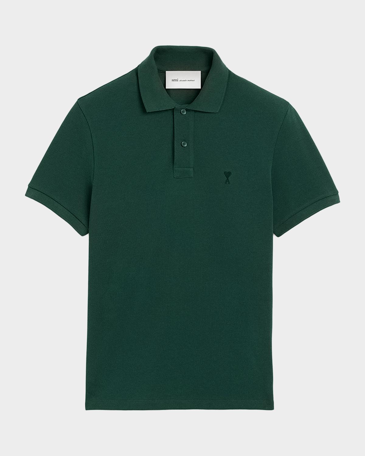 Ami Paris Men's Cotton Pique Ami De Coeur Polo Shirt