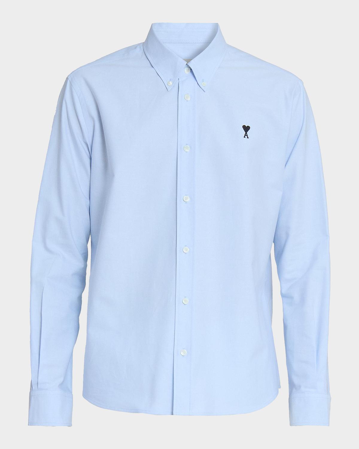Ami Paris Men's Embroidered Ami de Coeur Cotton Sport Shirt