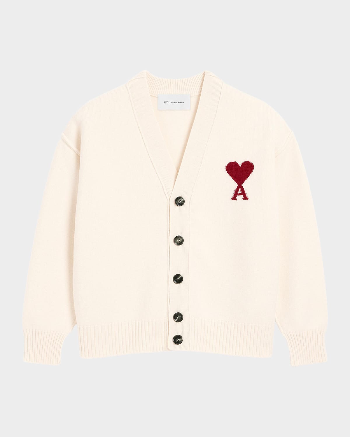 Ami Paris Men 's Wool Ami de Coeur Intarsia Cardigan | Thumbnail 4 Ami Paris Men 's Wool Ami de Coeur Intarsia Cardigan | Thumbnail 4