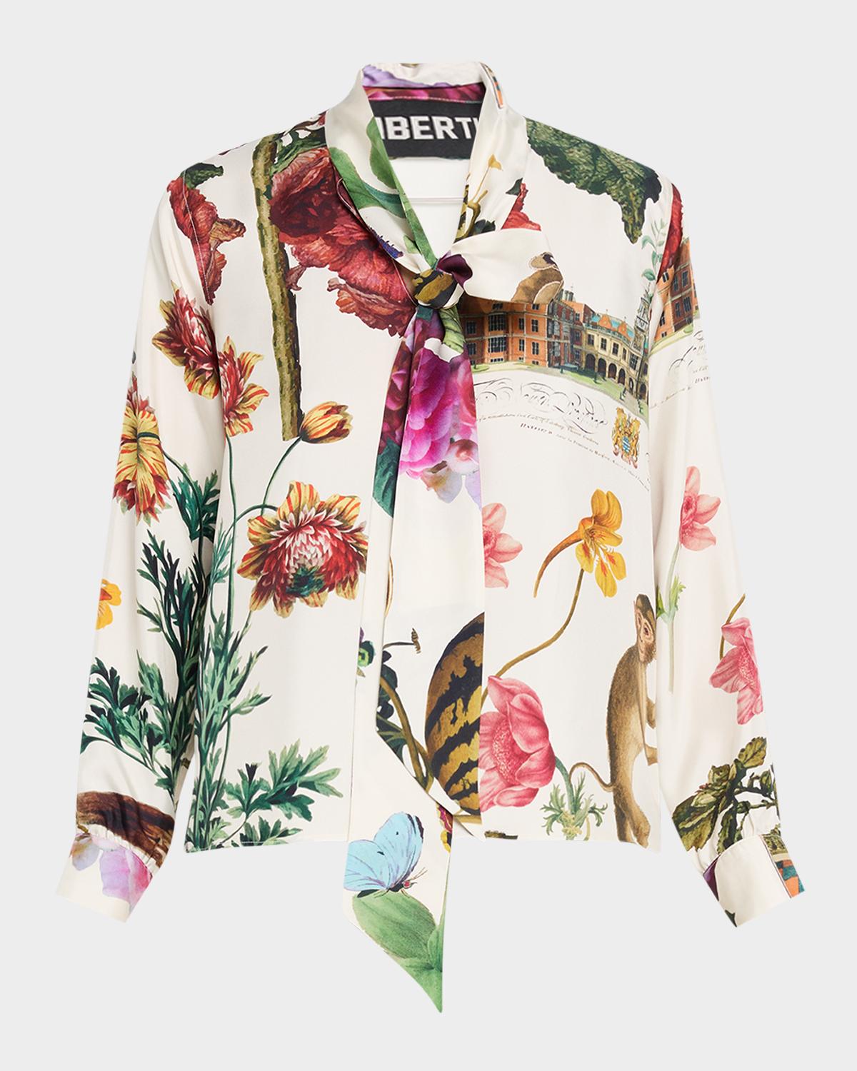 Libertine Hollyhock Floral Silk Slim Tie Keith Blouse