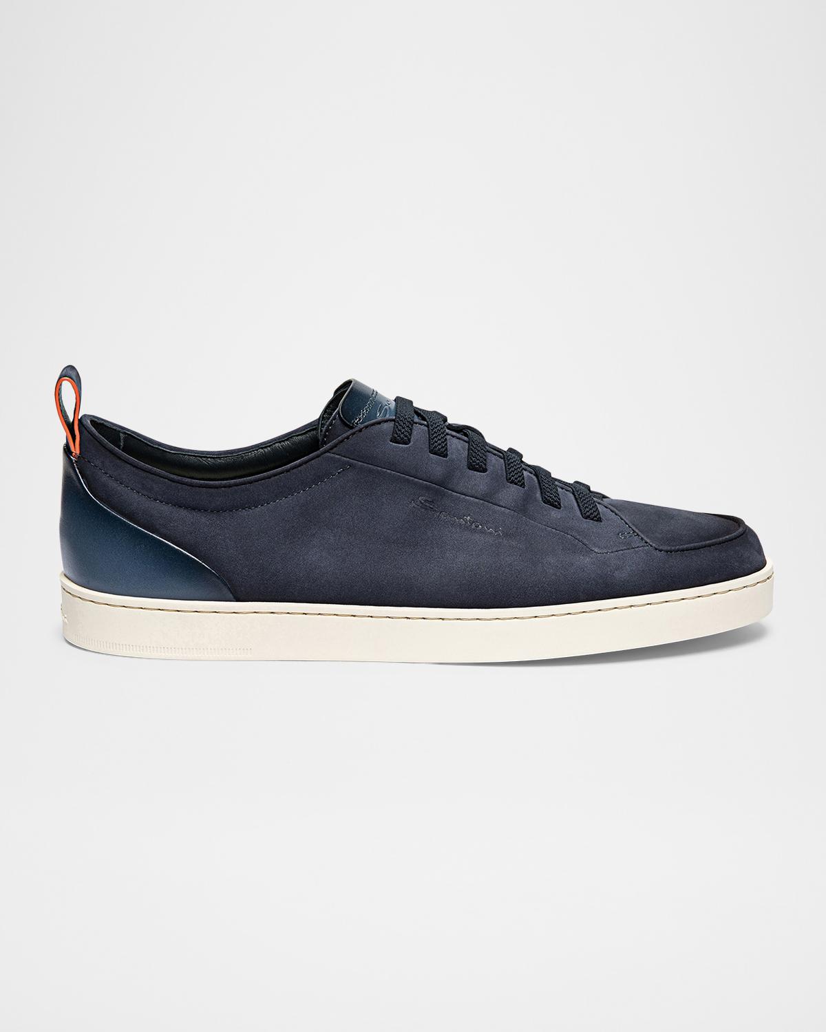 Santoni Men's Off Duty Burnished Suede Low-Top Sneakers