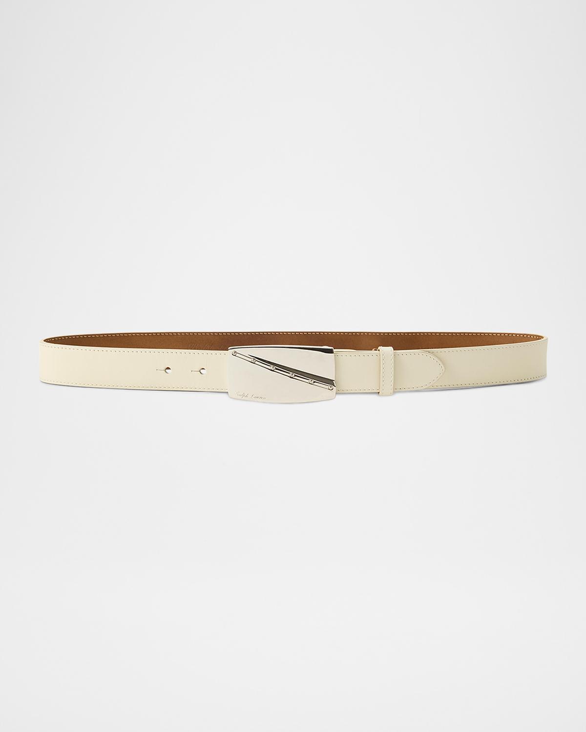 Ralph Lauren Collection Abstract-Plaque-Buckle Leather Belt