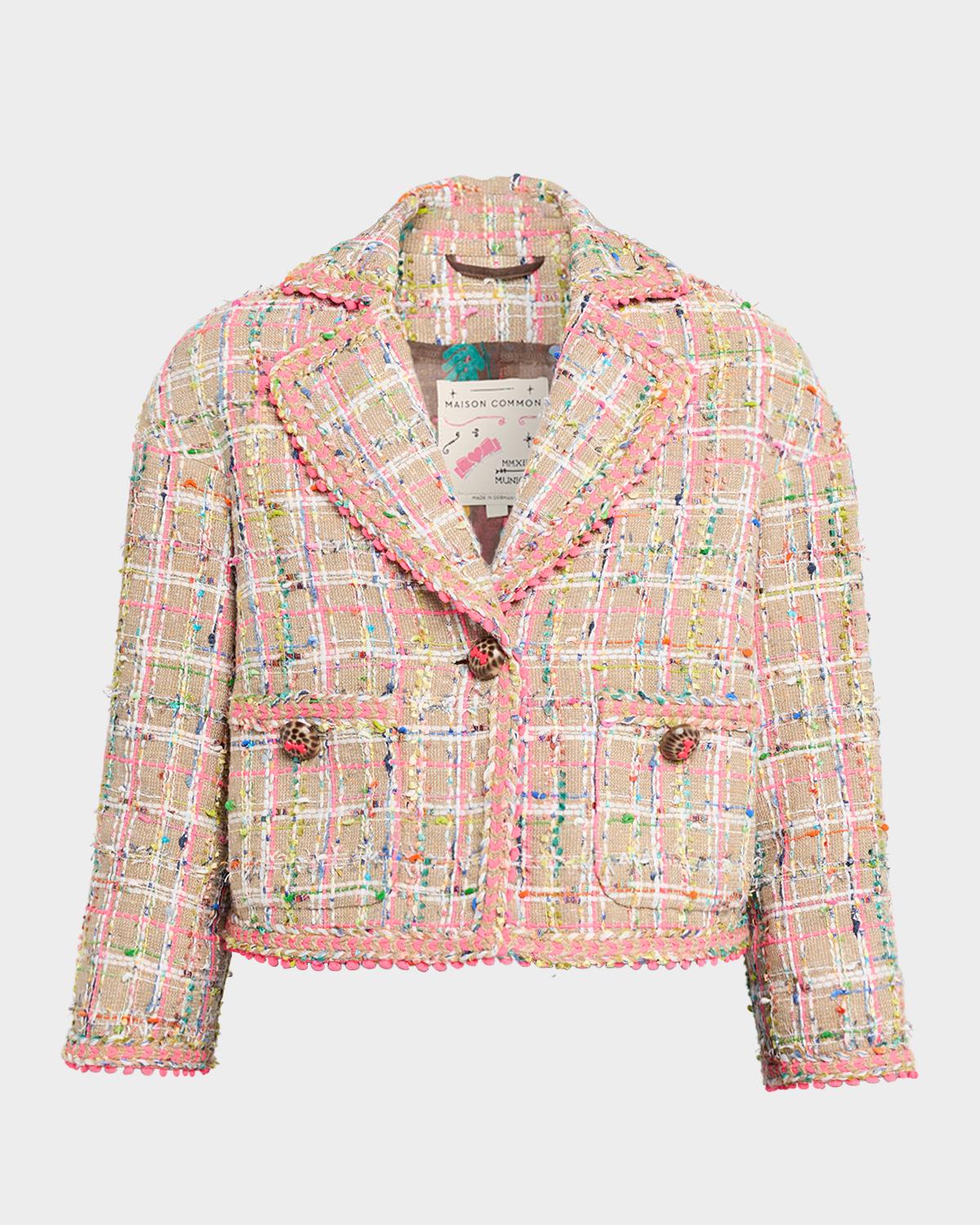 Maison Common Check Tweed Single-Breasted Jacket