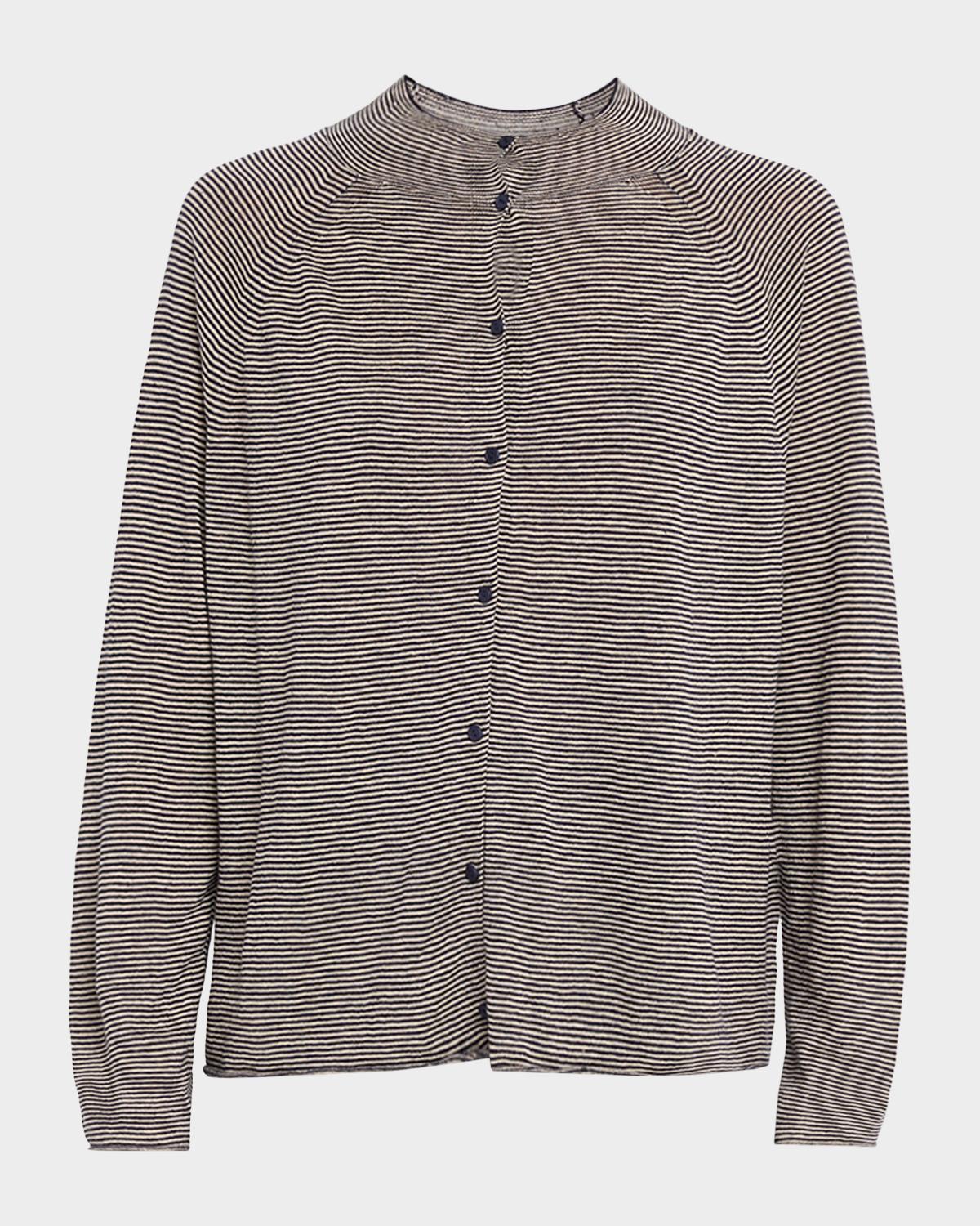 Eileen Fisher Striped Organic Linen-Cotton Cardigan