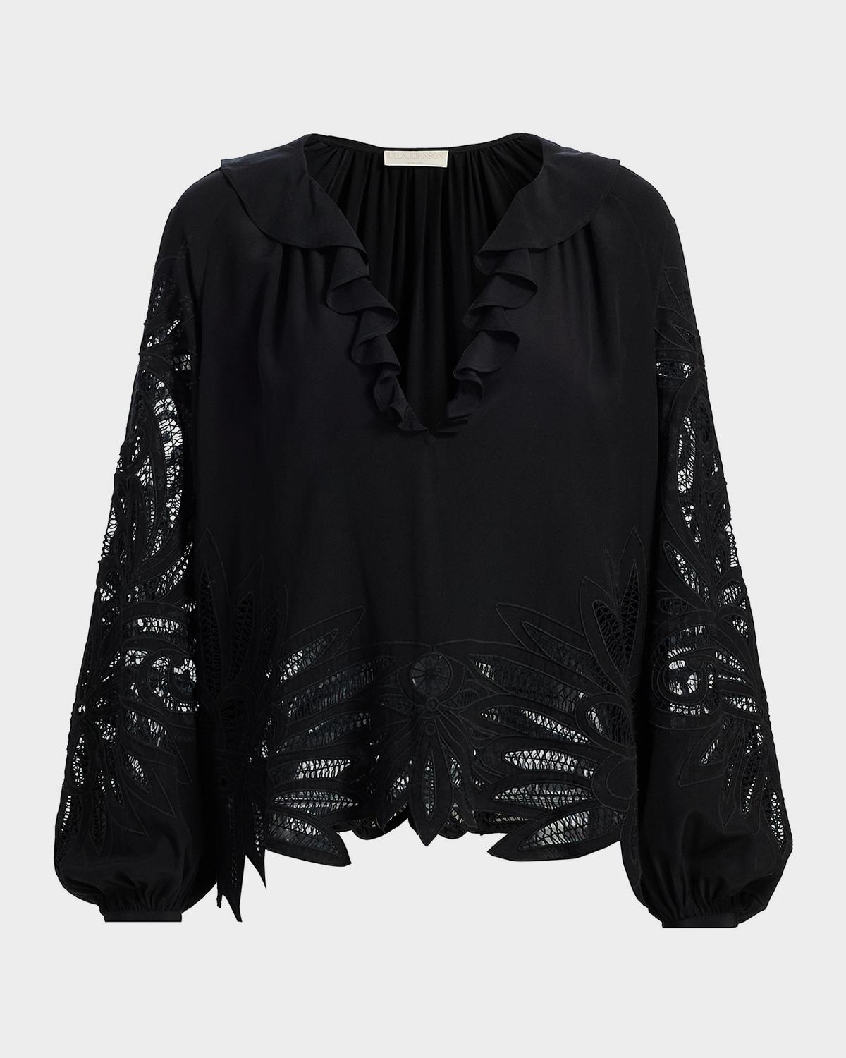 Ulla Johnson Adonis Embroidered Silk Blouse