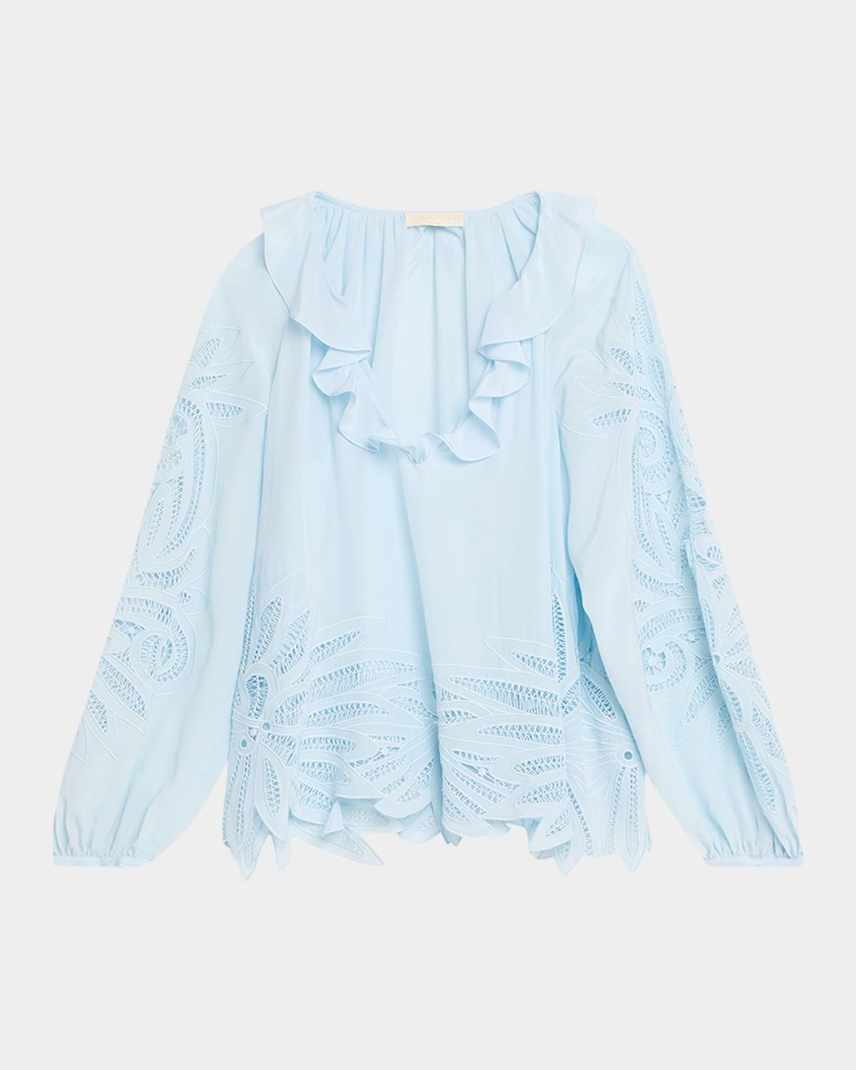 Ulla Johnson Adonis Embroidered Silk Blouse