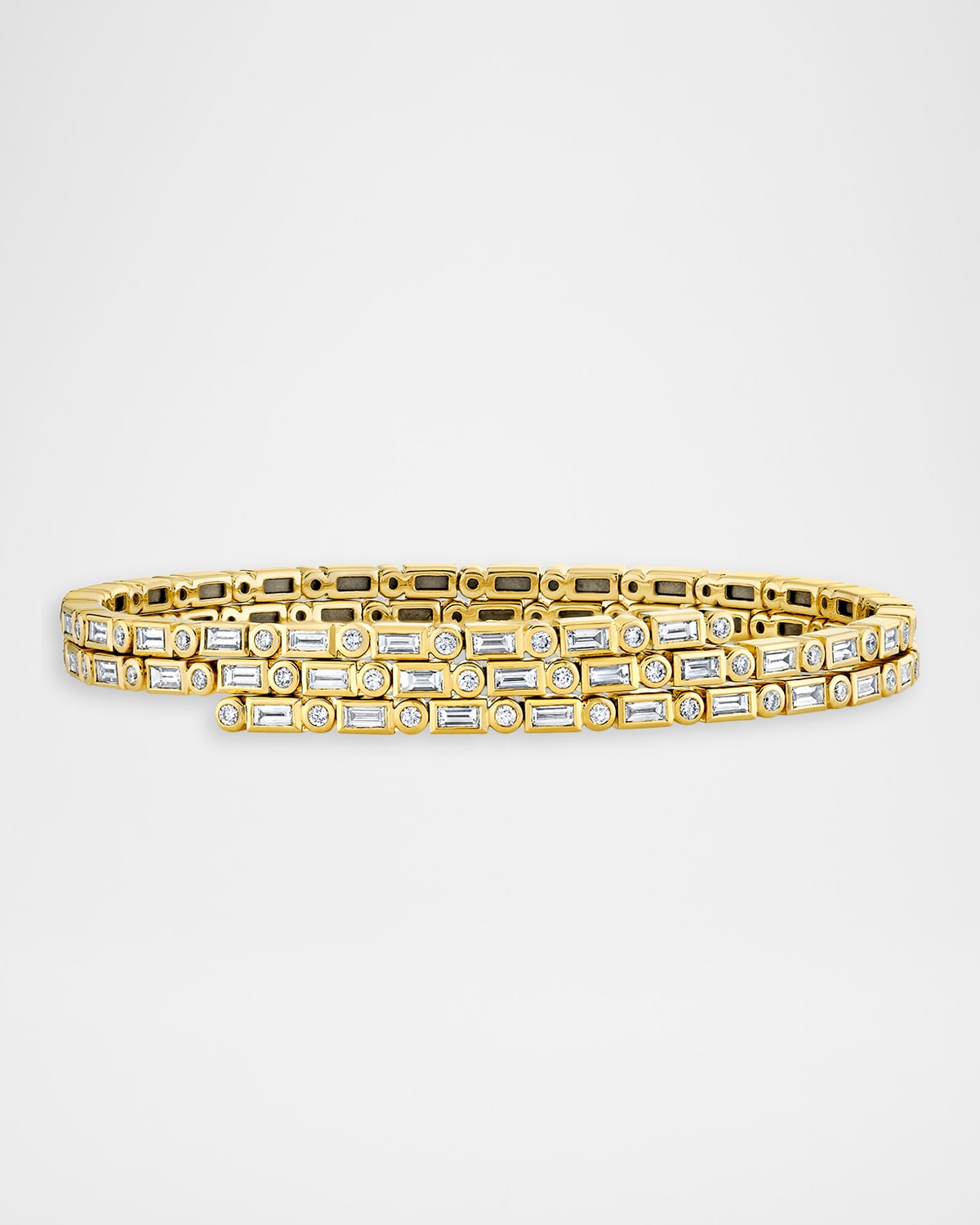 Sydney Evan 14K Baguette and Round Diamond Wrap Bracelet