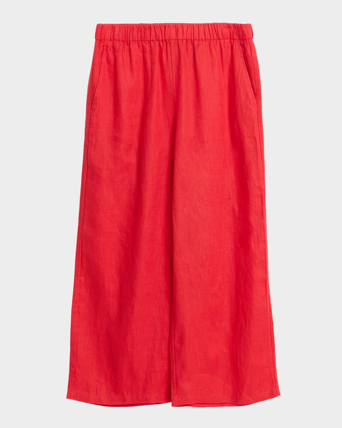 Eileen Fisher Wide-Leg Organic Linen Ankle Pants