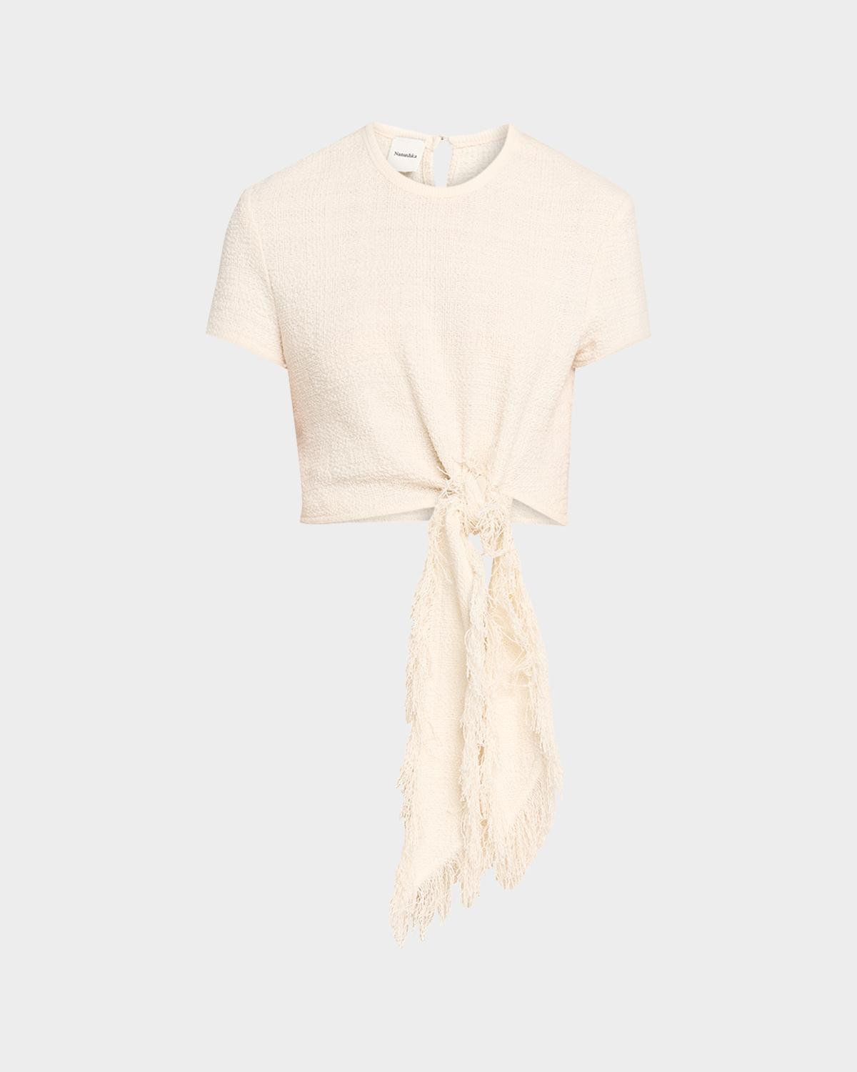 Nanushka Mariel Cotton Linen Tweed T-Shirt