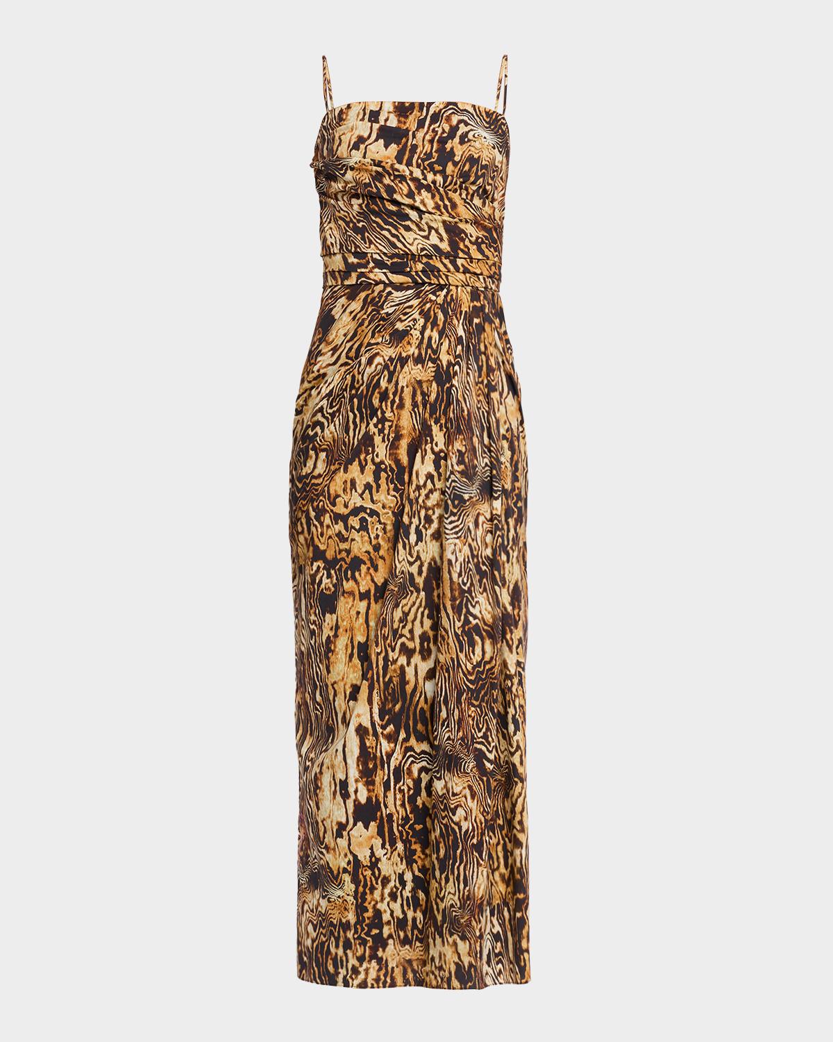 Adam Lippes Cari Abstract-Print Draped Ankle Dress