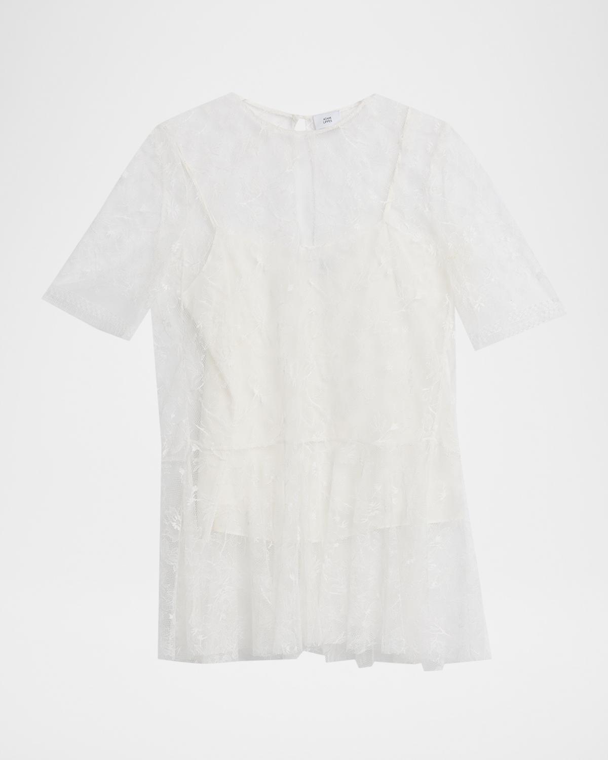 Adam Lippes Dido Floral Lace Tulle Top