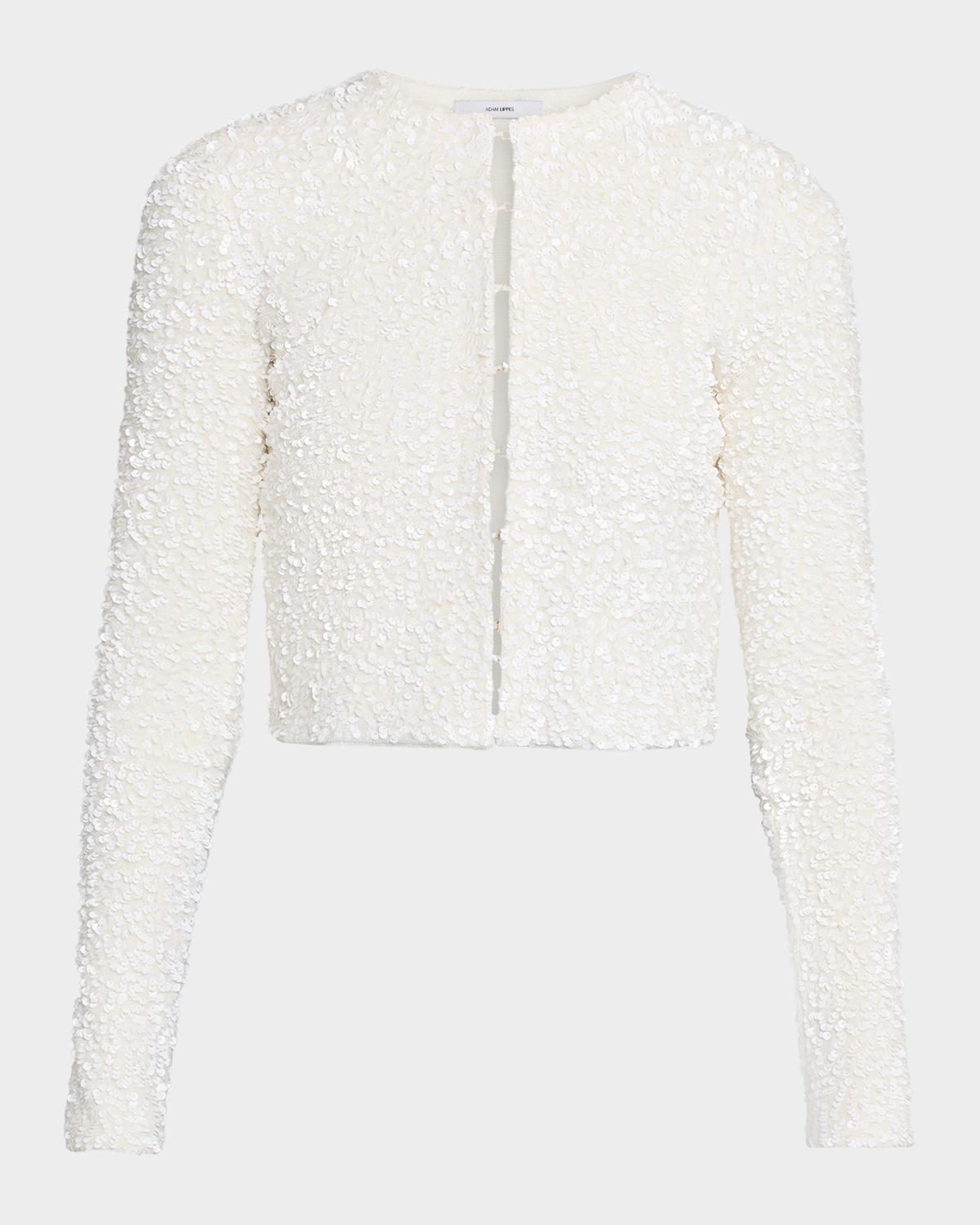 Adam Lippes Raya Sequin Cropped Cardigan