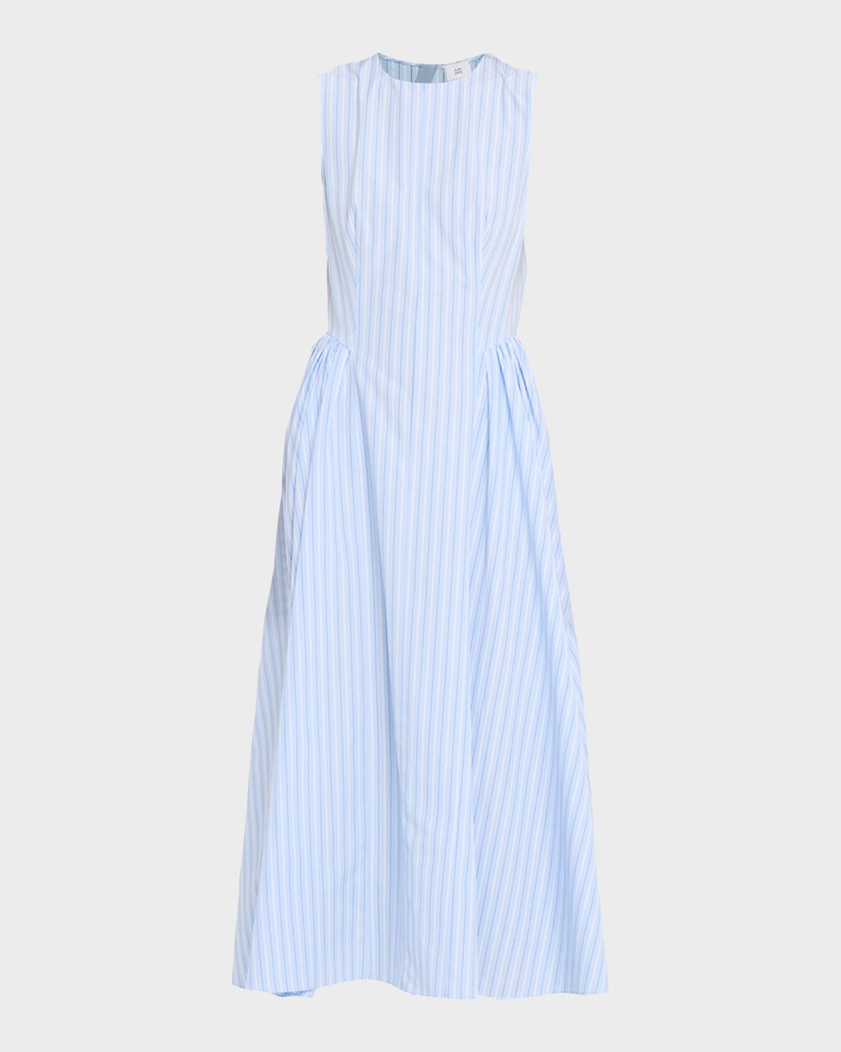 Adam Lippes Aliena Striped Cotton Sleeveless Midi Dress