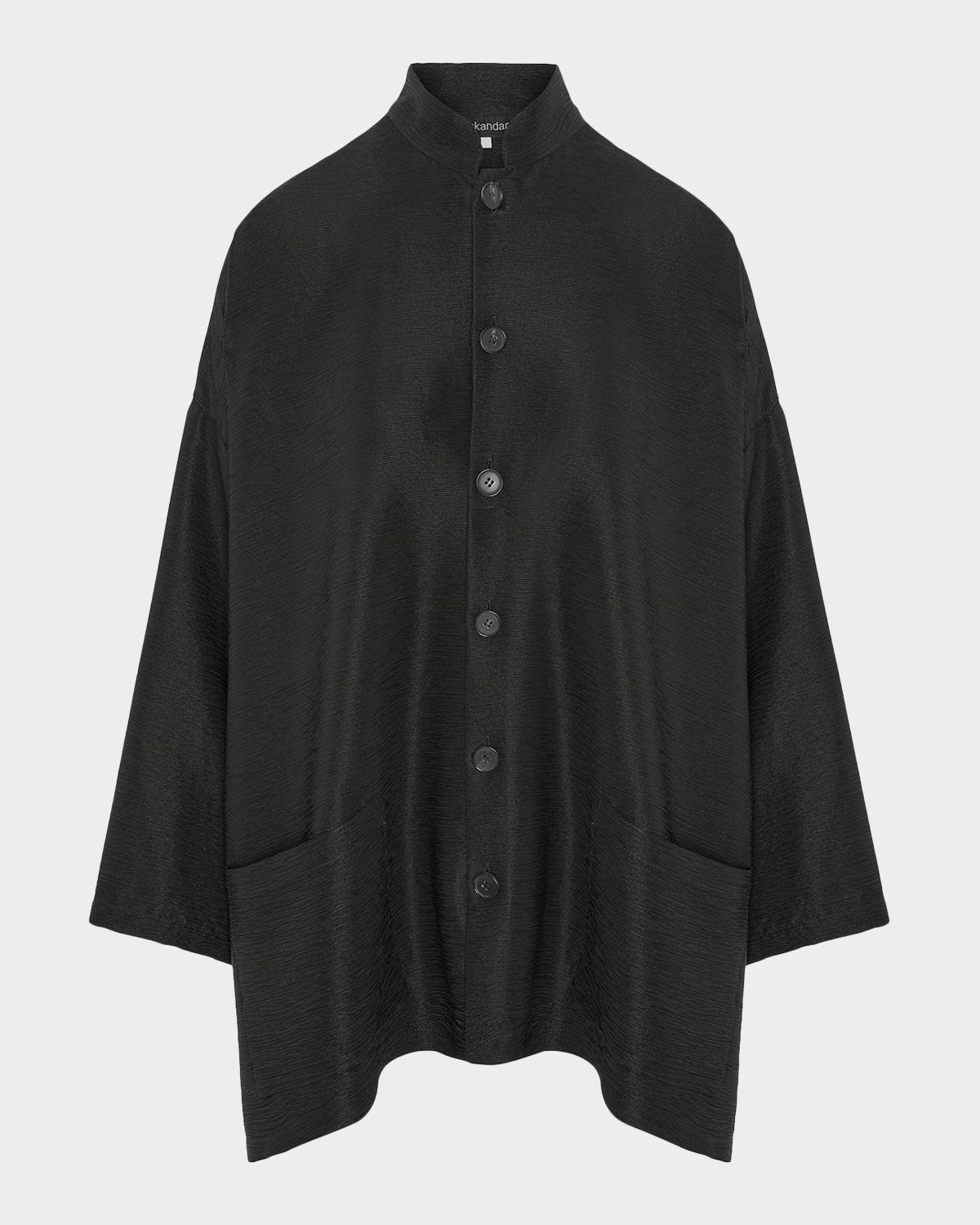 Eskandar Wide A-Line Mandarin Jacket - Long Length