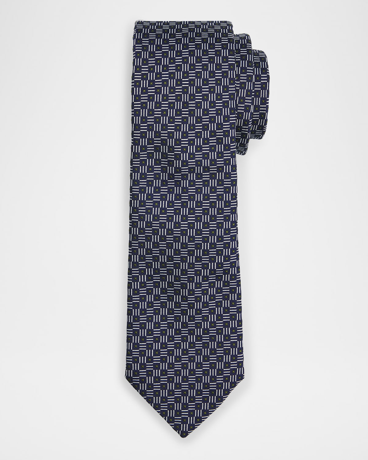 Emporio Armani Men 's Micro-Geometric Square Silk Tie