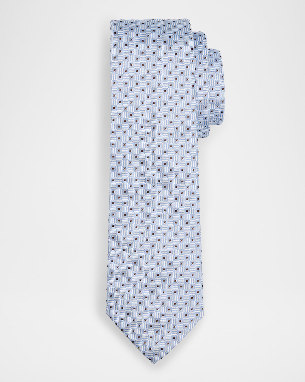 Emporio Armani Men 's Micro-Geometric Square Silk Tie