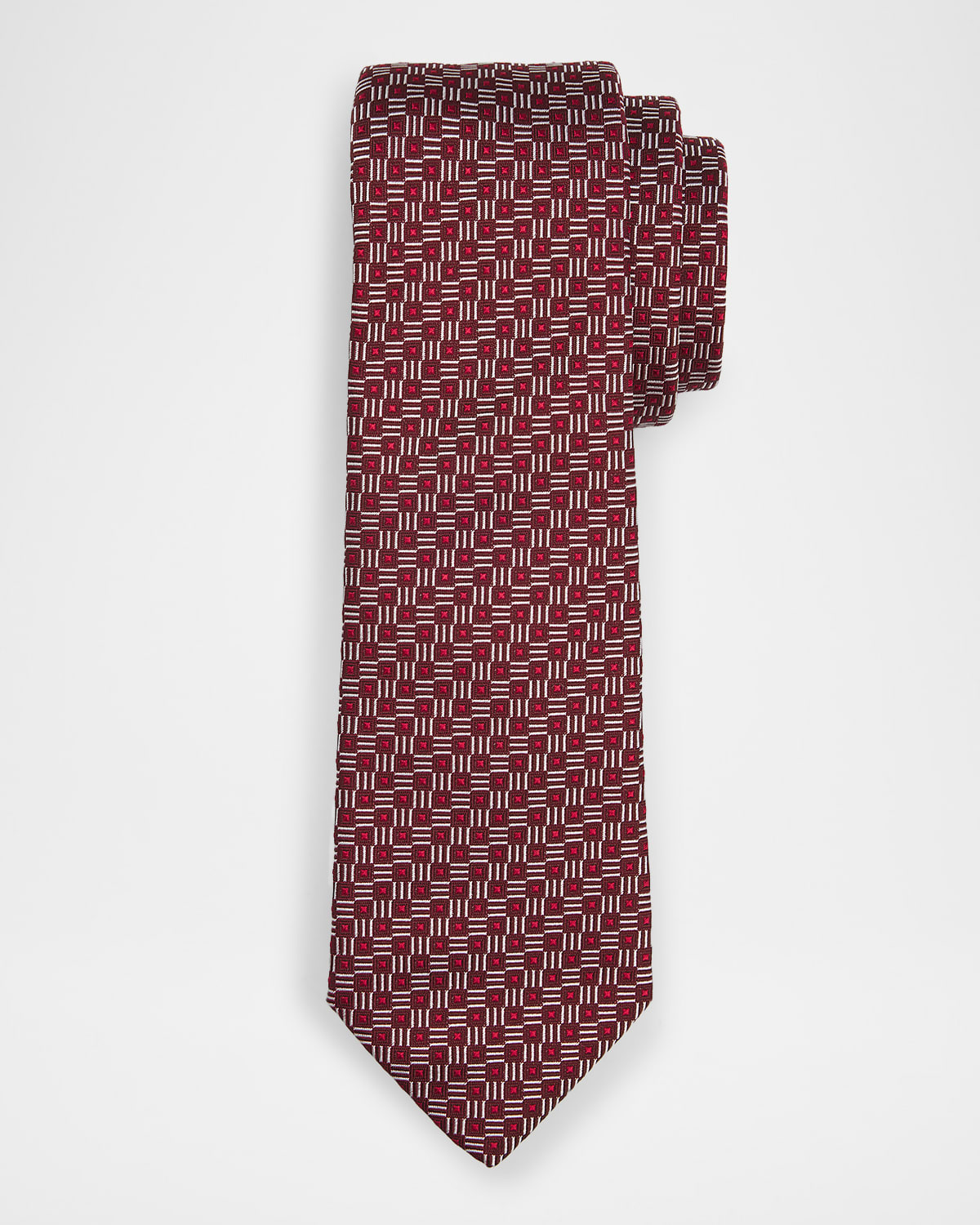 Emporio Armani Men 's Micro-Geometric Square Silk Tie