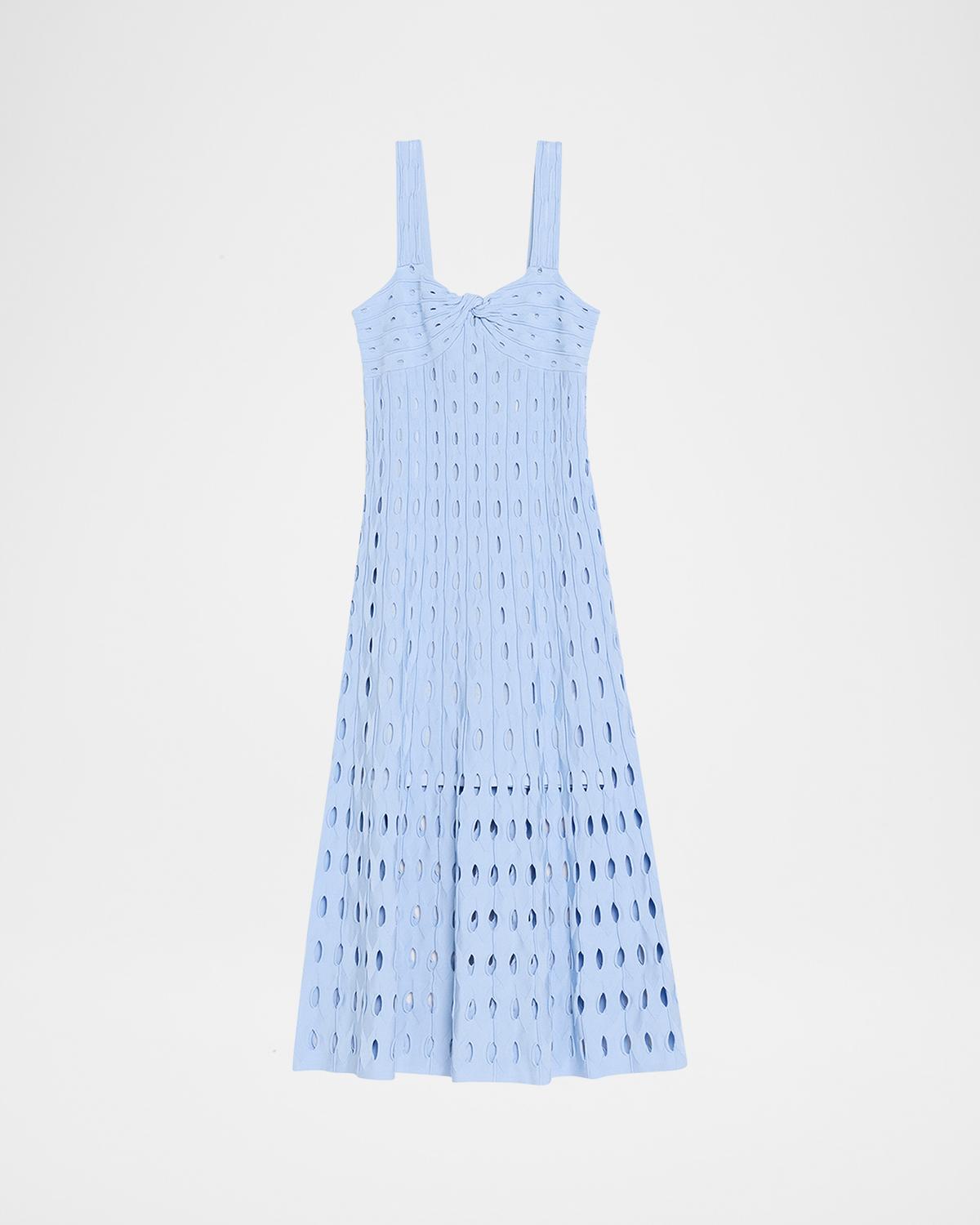SIMKHAI Christina Knit Twist-Front Midi Dress