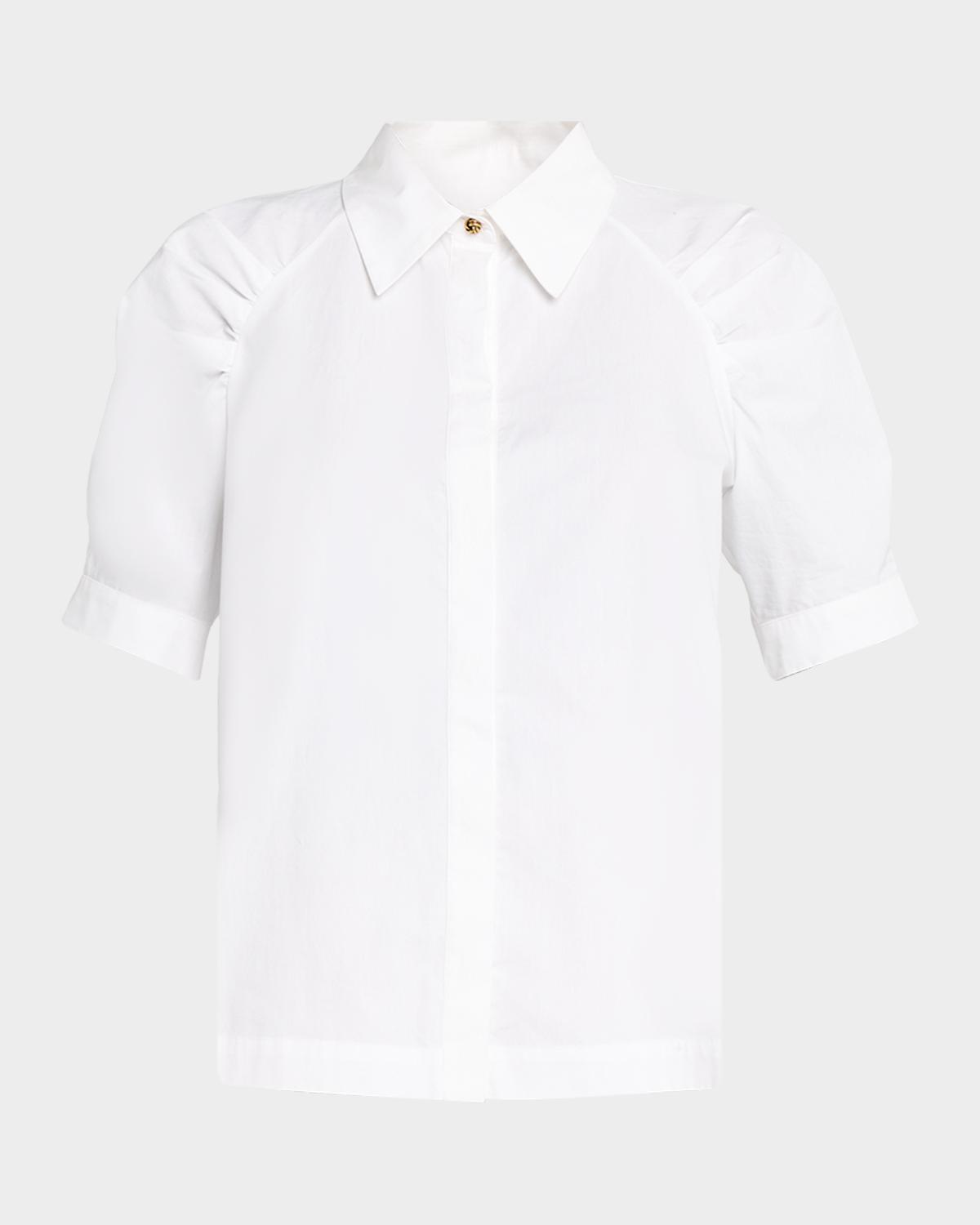 Max Mara Studio Amore Puff-Sleeve Cotton Poplin Shirt