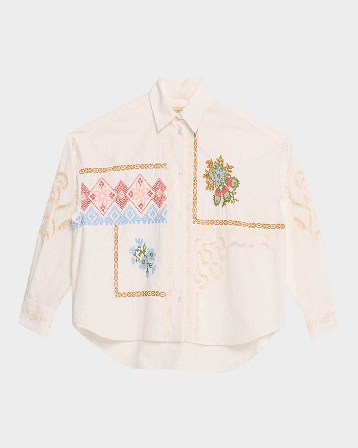 Weekend Max Mara Fonte Embroidered Cotton Poplin Shirt