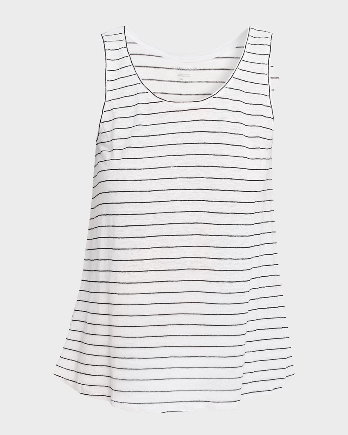 Eileen Fisher Striped Organic Linen Knit Tank Top